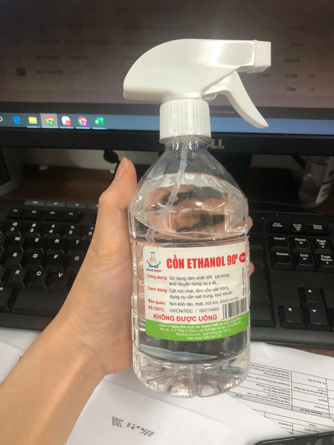 Cồn 90 độ Thuận Phát có vòi (Chai=500ml, Thùng 24 chai)