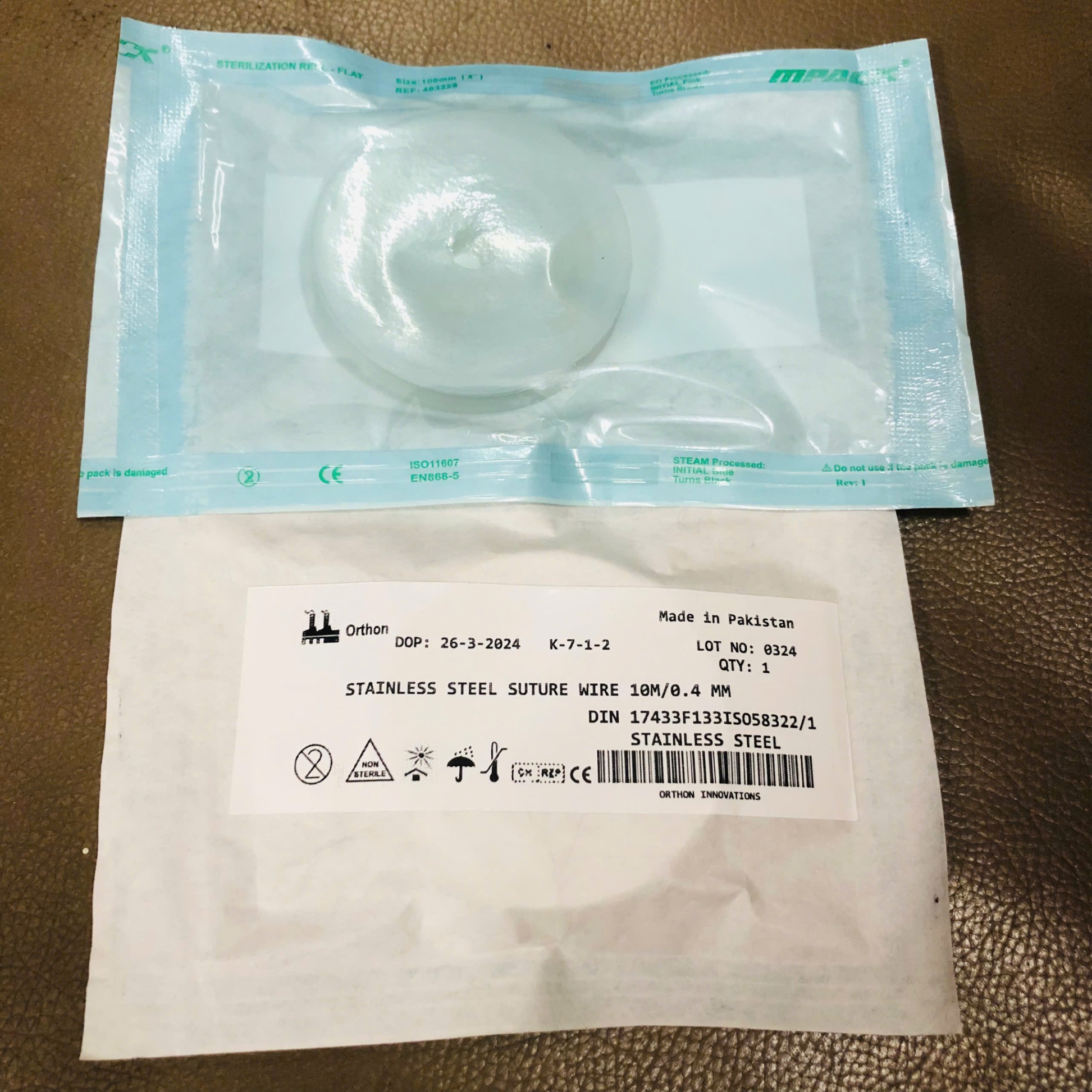 Chỉ Thép 0,4mmx10m Orthon Innovations, Pakistan (Túi =1 cuộn)