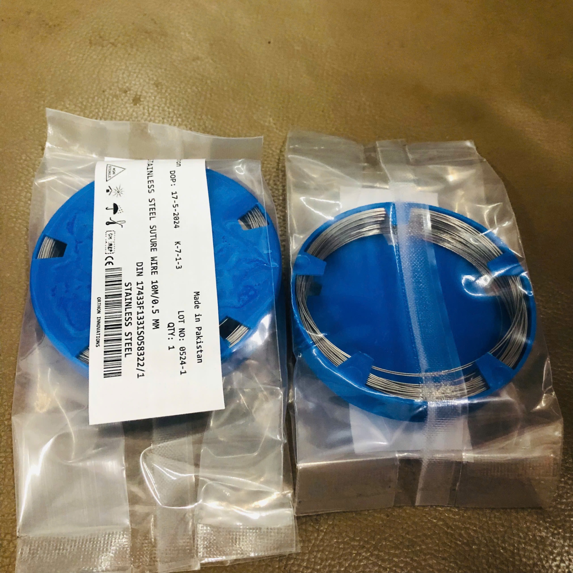 Chỉ Thép 0,5mmx10m, Orthon Innovations, Pakistan (Túi =1 cuộn)