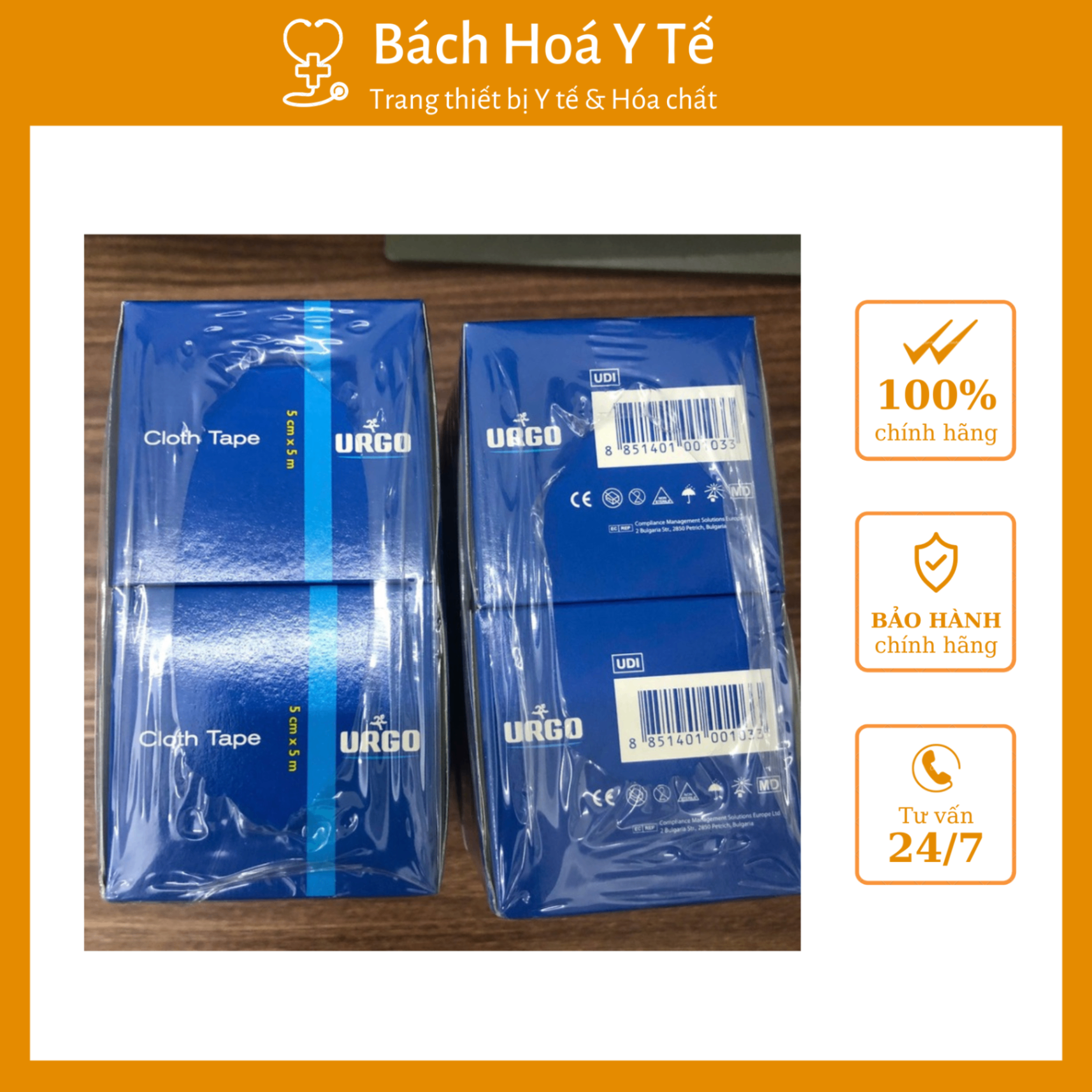 Băng keo lụa Urgosyval có độ dính lâu 5cm x 5m (Hộp=1 cuộn)