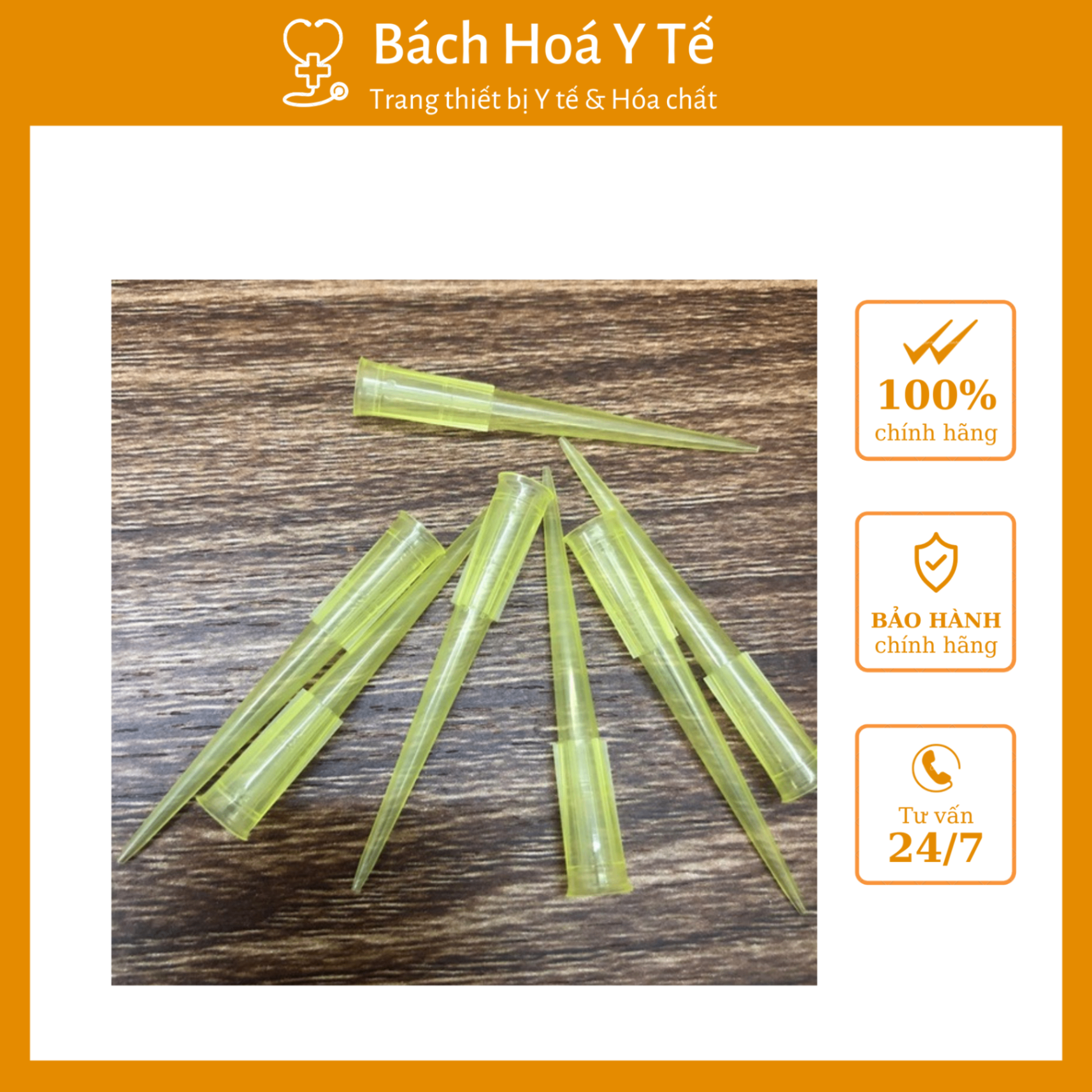 Đầu côn vàng 200 ul, Jiangsu Huida (1túi=1000 chiếc)