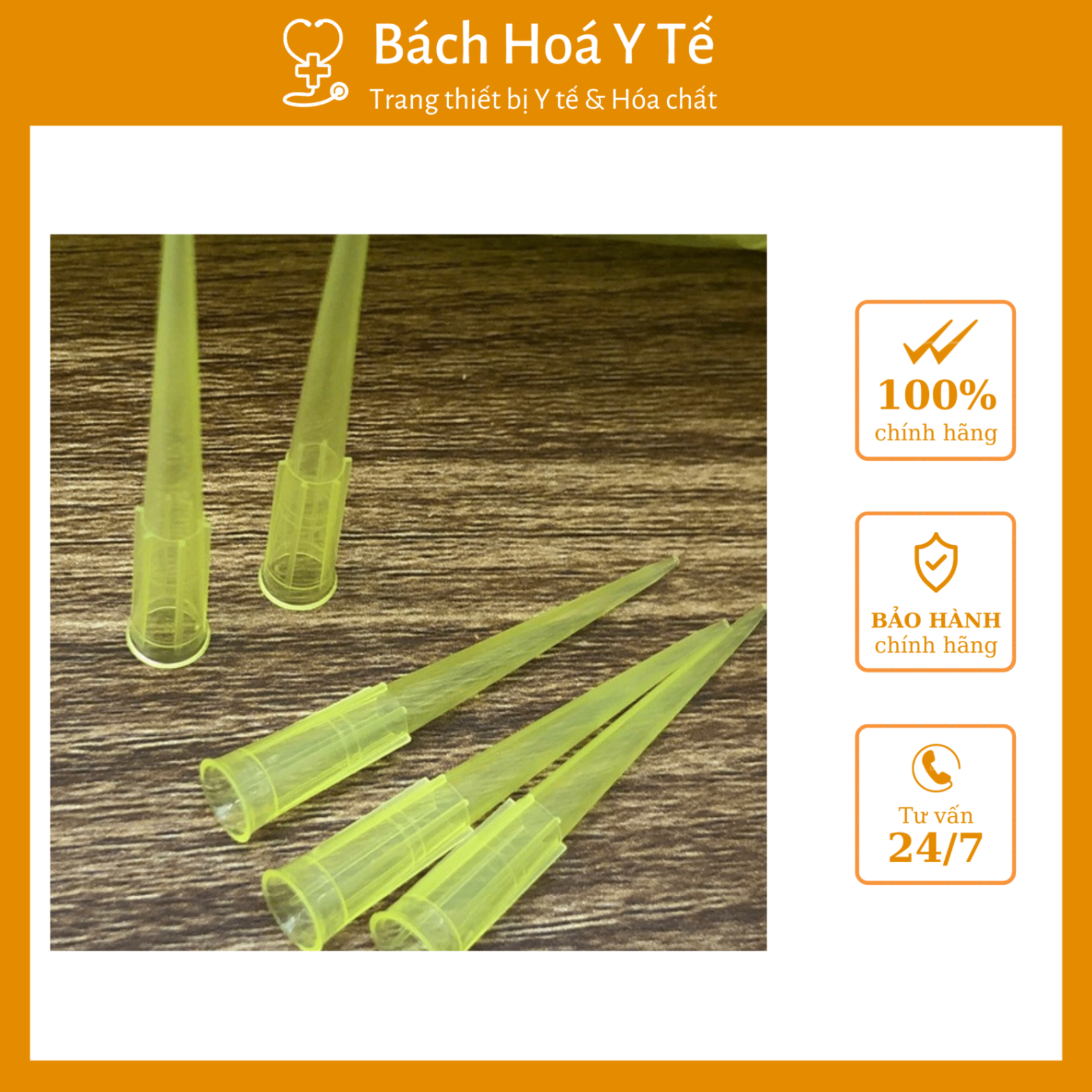 Đầu côn vàng 200 ul, Jiangsu Huida (1túi=1000 chiếc)