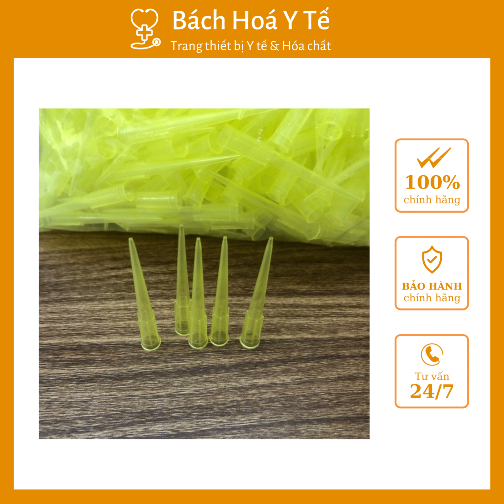 Đầu côn vàng 200 ul, Jiangsu Huida (1túi=1000 chiếc)