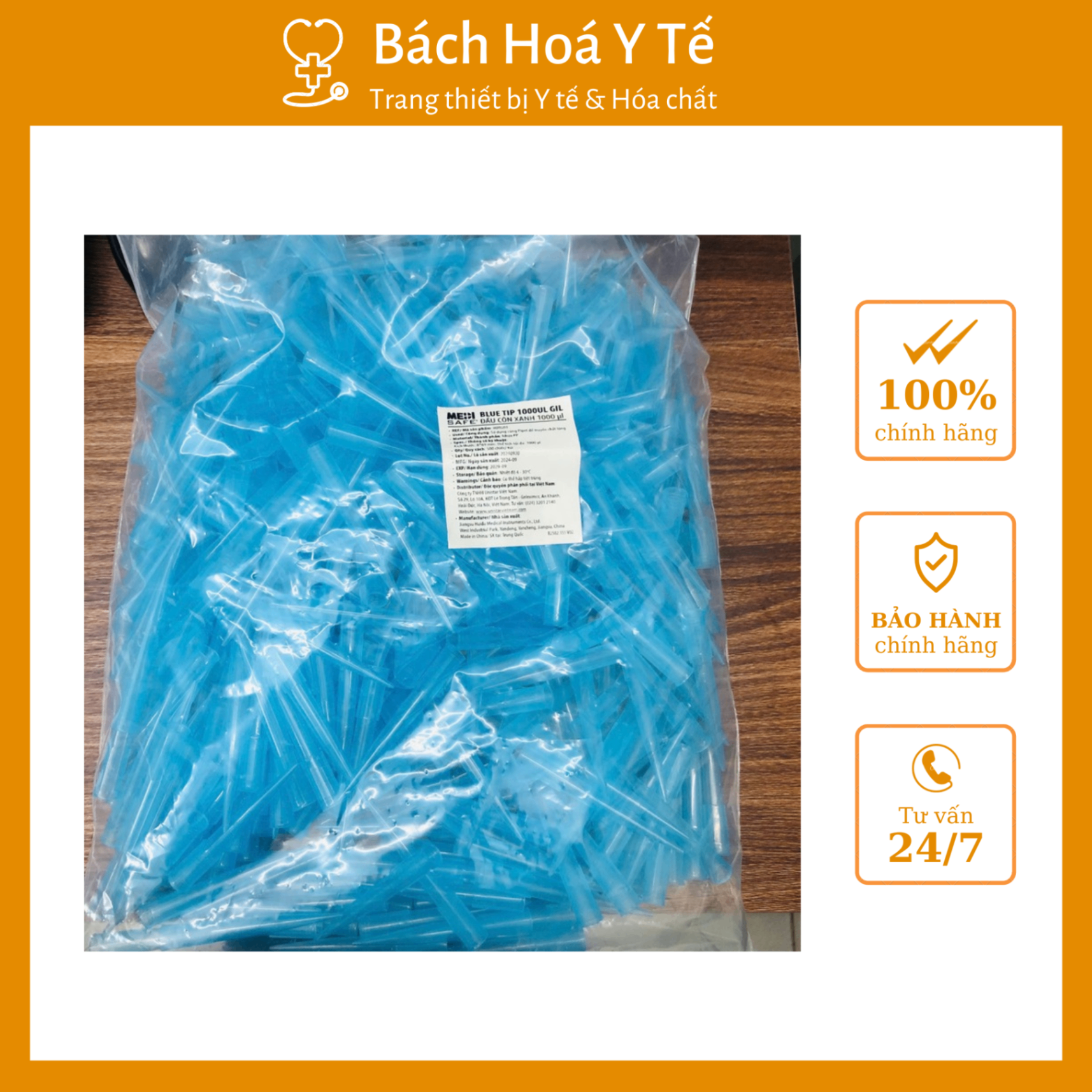 Đầu côn xanh 1000 ul, Jiangsu Huida (1túi=500 cái)