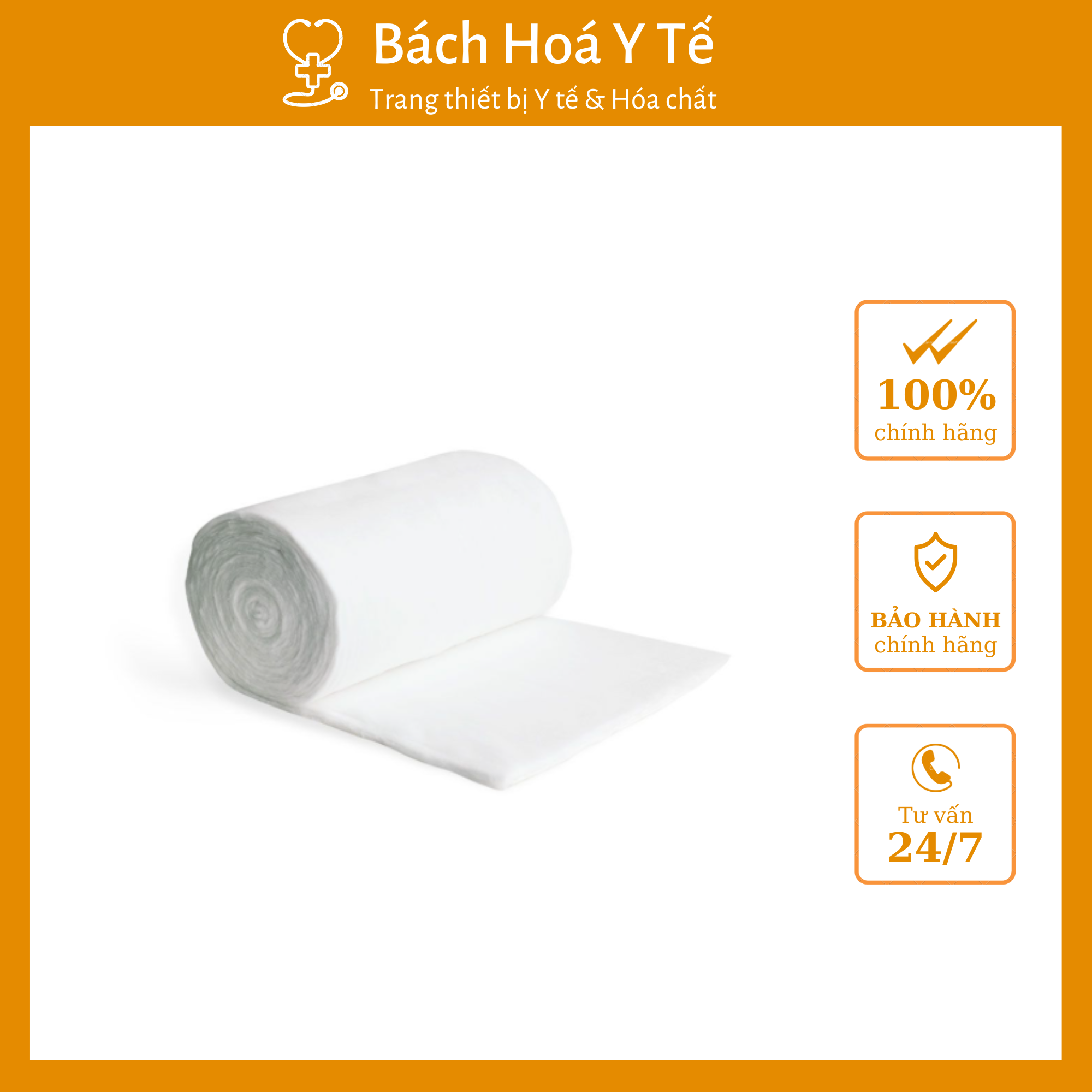 Bông y tế thấm nước Bạch Tuyết 1kg (Cuộn=1kg, Thùng=12kg)