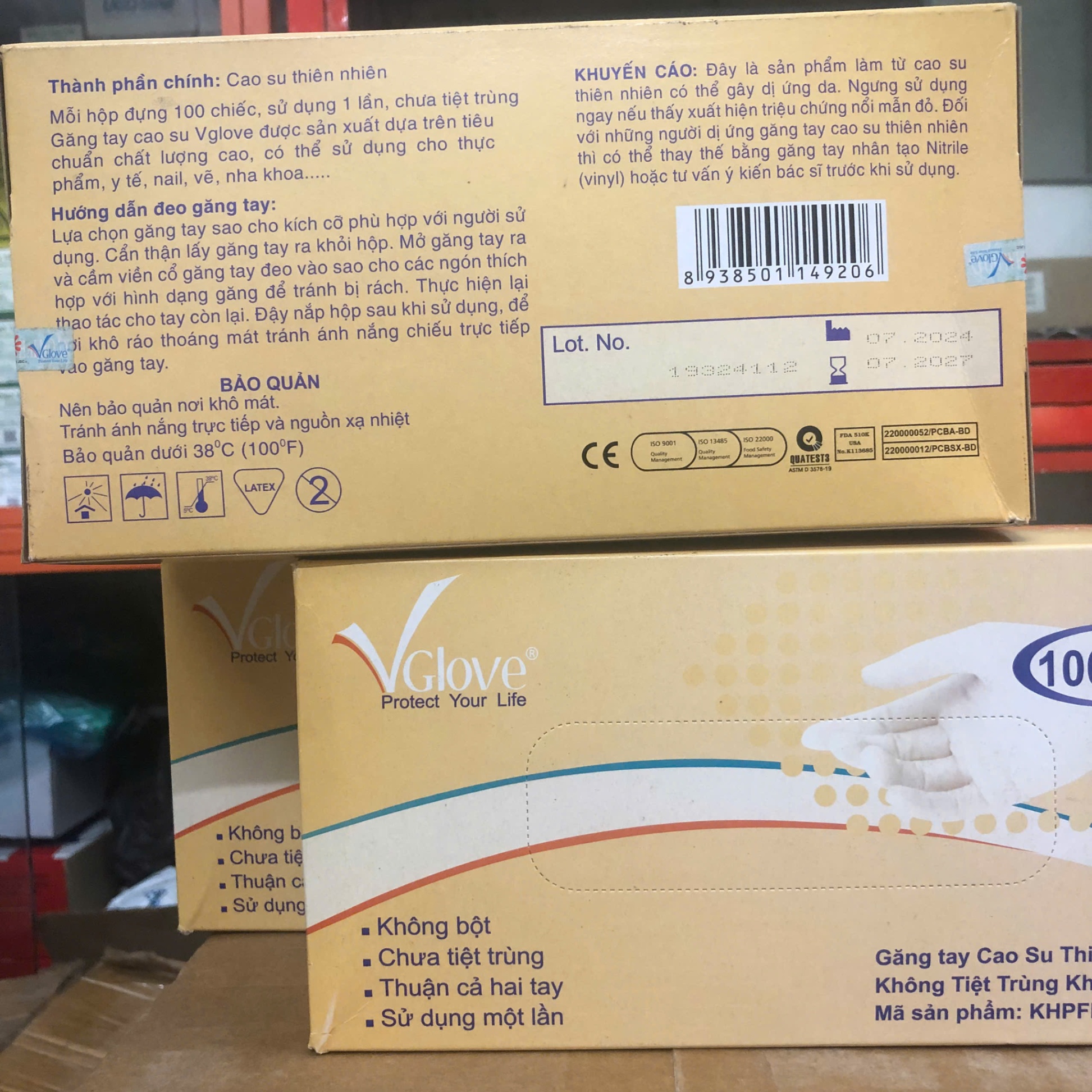 Găng tay y tế VGlove không bột hộp 50 đôi