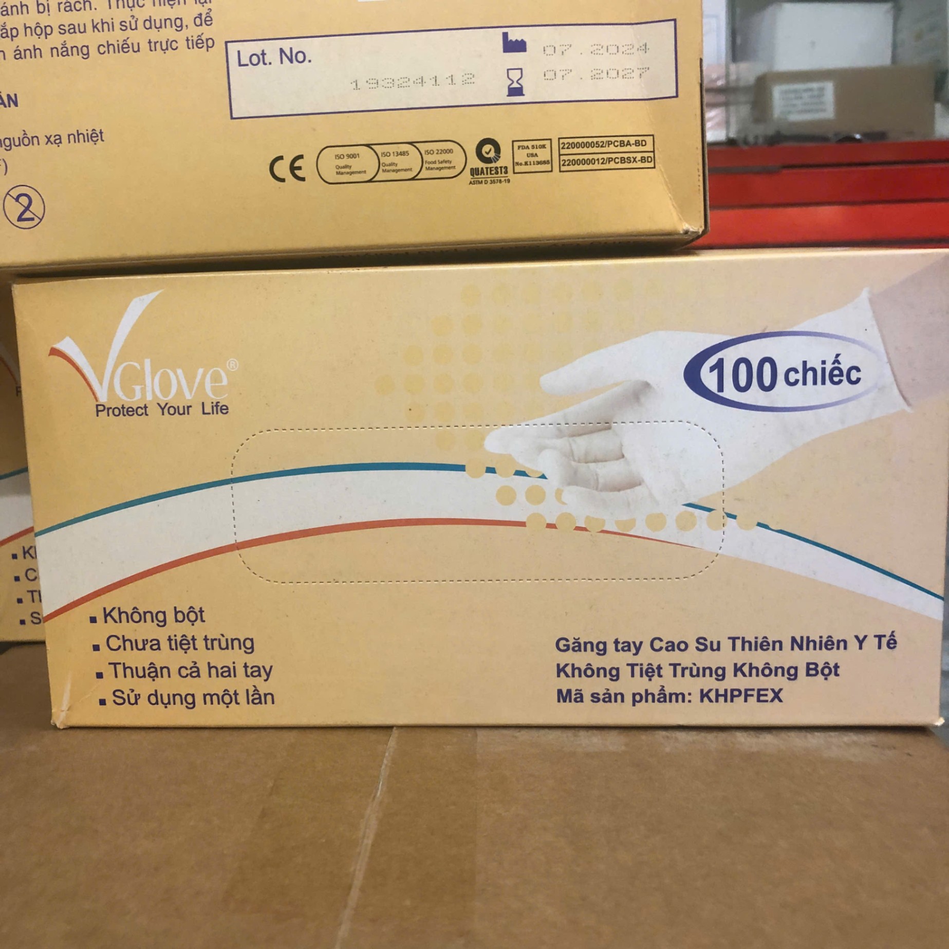 Găng tay y tế VGlove không bột hộp 50 đôi