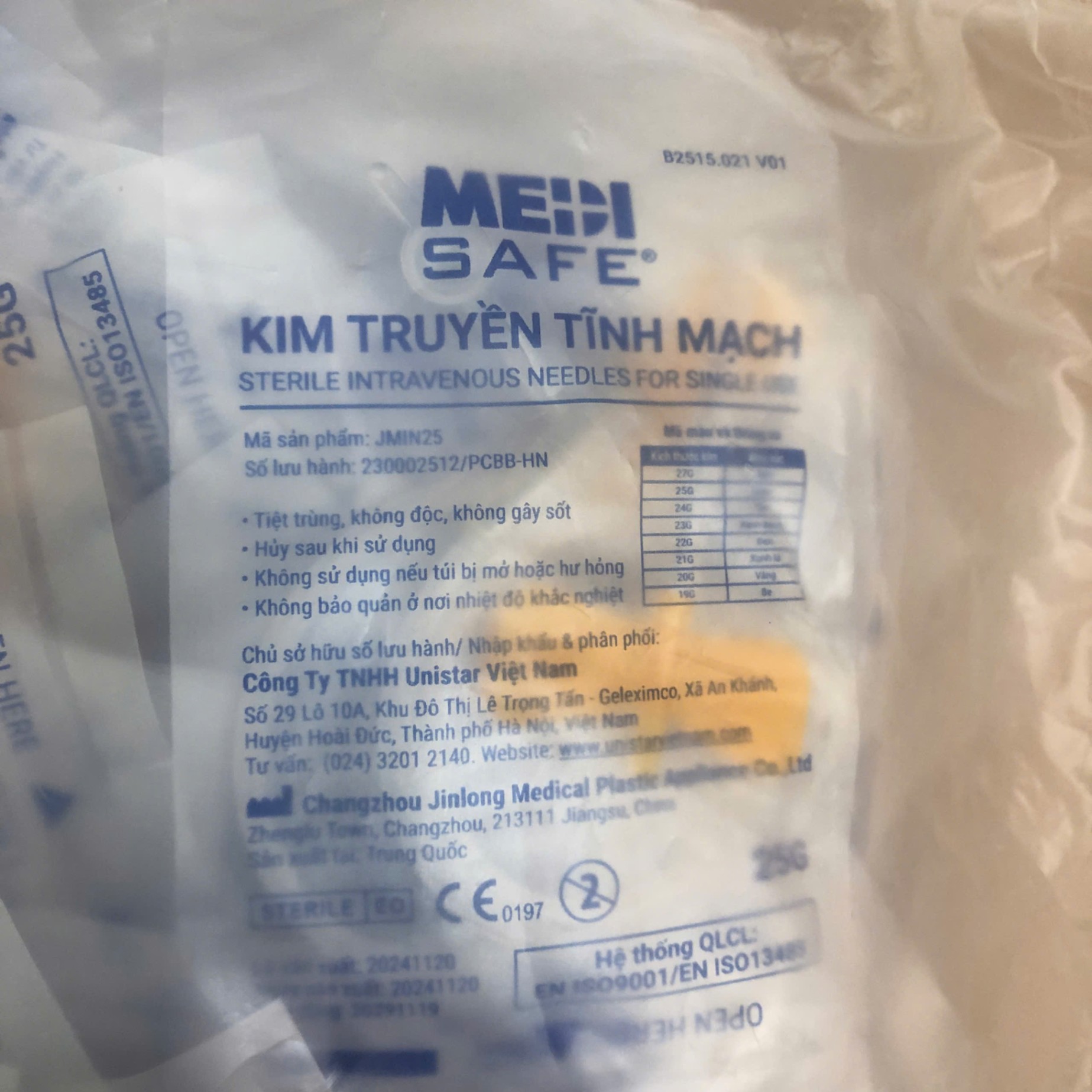 Kim cánh bướm 25G, Henso Medical (1túi=100 chiếc)