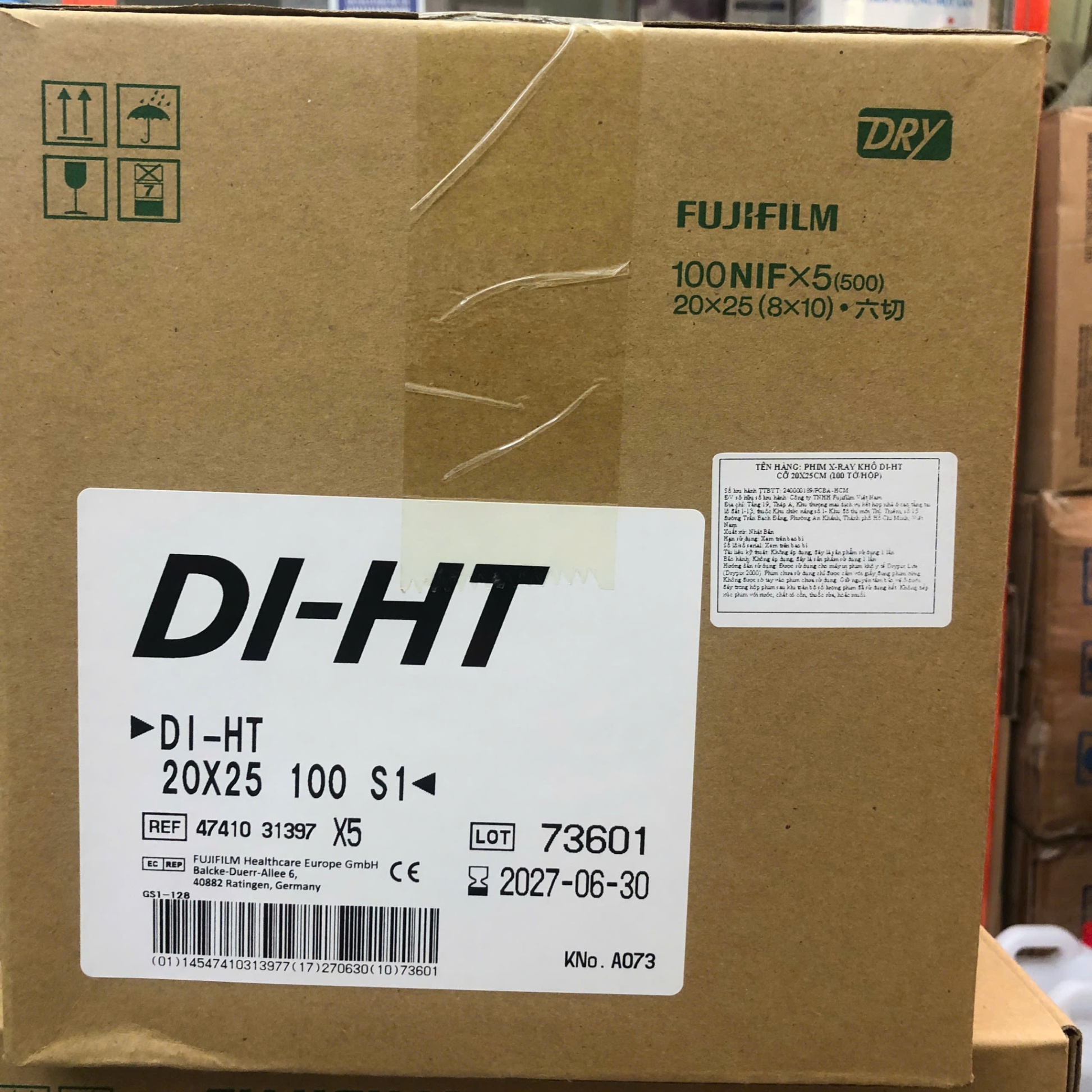 Phim dùng cho chụp X-quang y tế DI-HT 20x25, FUJIFILM, Nhật Bản (Hôp=100 tờ, Thùng=5 hộp)