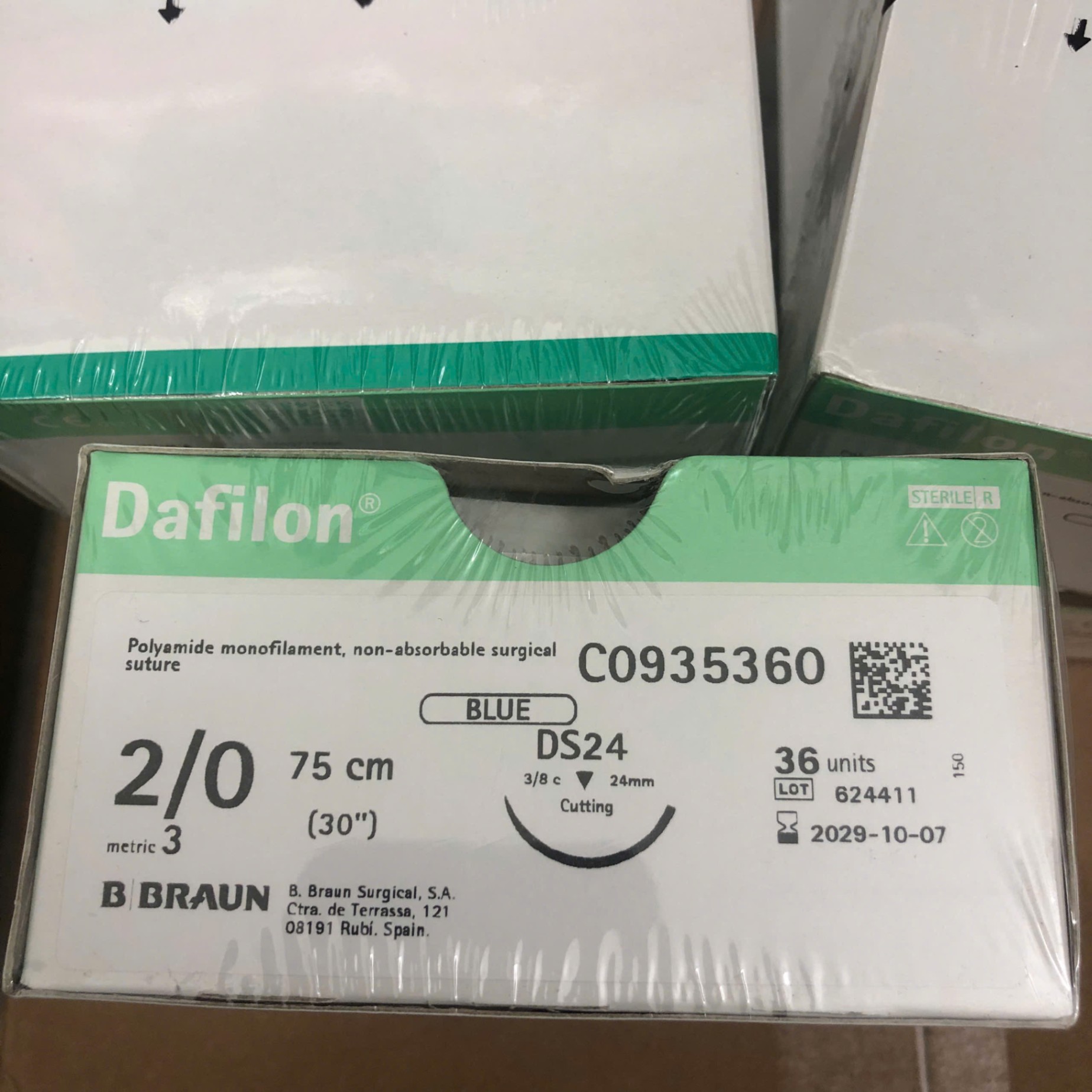 Chỉ phẫu thuật không tiêu Dafilon (1Hộp=36 sợi) - Số 2/0