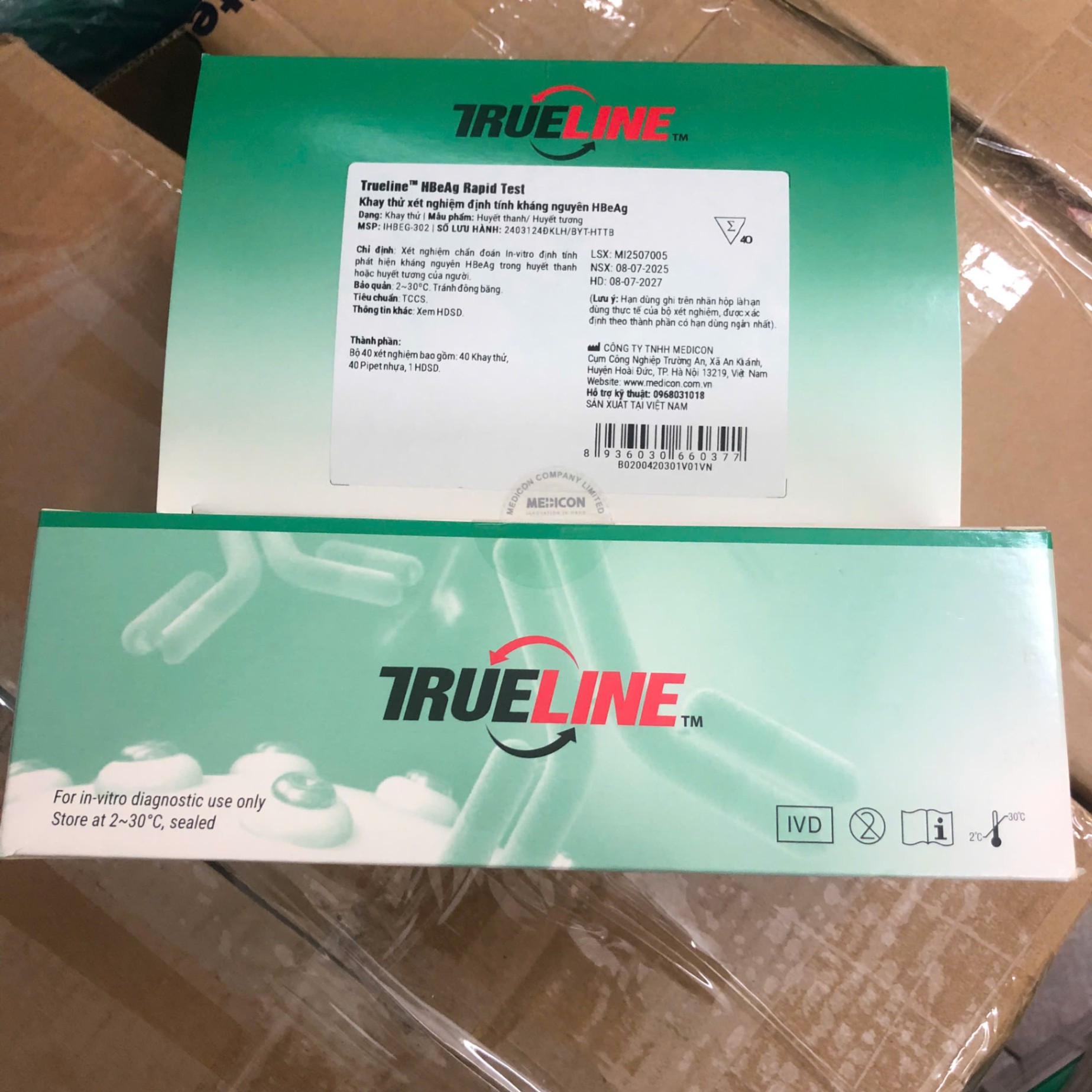 Test/Khay thử xét nghiệm HBeAg, Medicon, Việt Nam (40 Test/Hộp)
