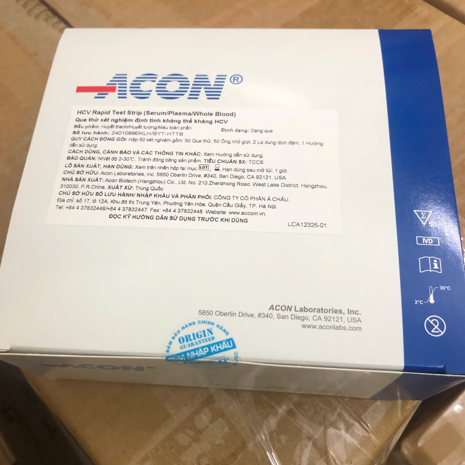 Test viêm gan C (HCV), ACON Biotech (Hangzhou) Trung Quốc (Hộp=50 test)