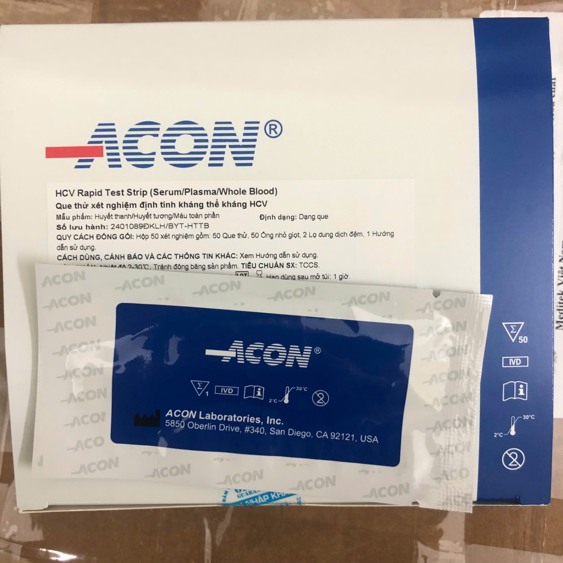 Test viêm gan C (HCV), ACON Biotech (Hangzhou) Trung Quốc (Hộp=50 test)