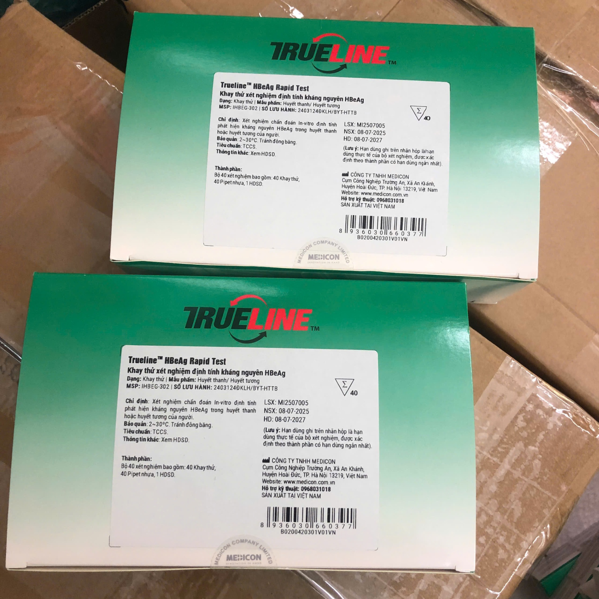Test/Khay thử xét nghiệm HBeAg, Medicon, Việt Nam (40 Test/Hộp)