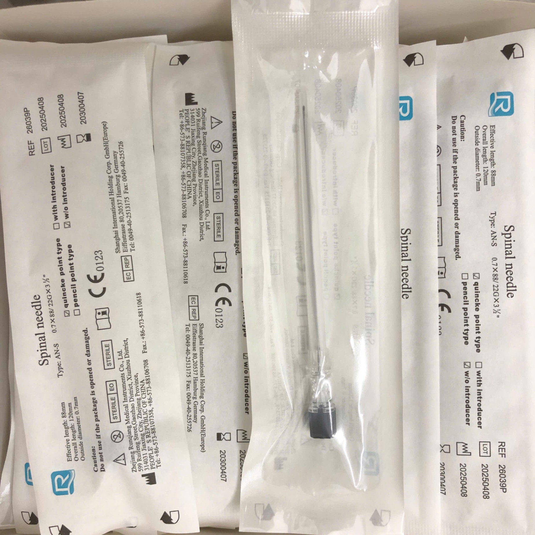 Kim chọc dò tuỷ sống dùng 1 lần, Zhejiang Runqiang Medical Instruments, Trung Quốc (Thùng=1000 cái)