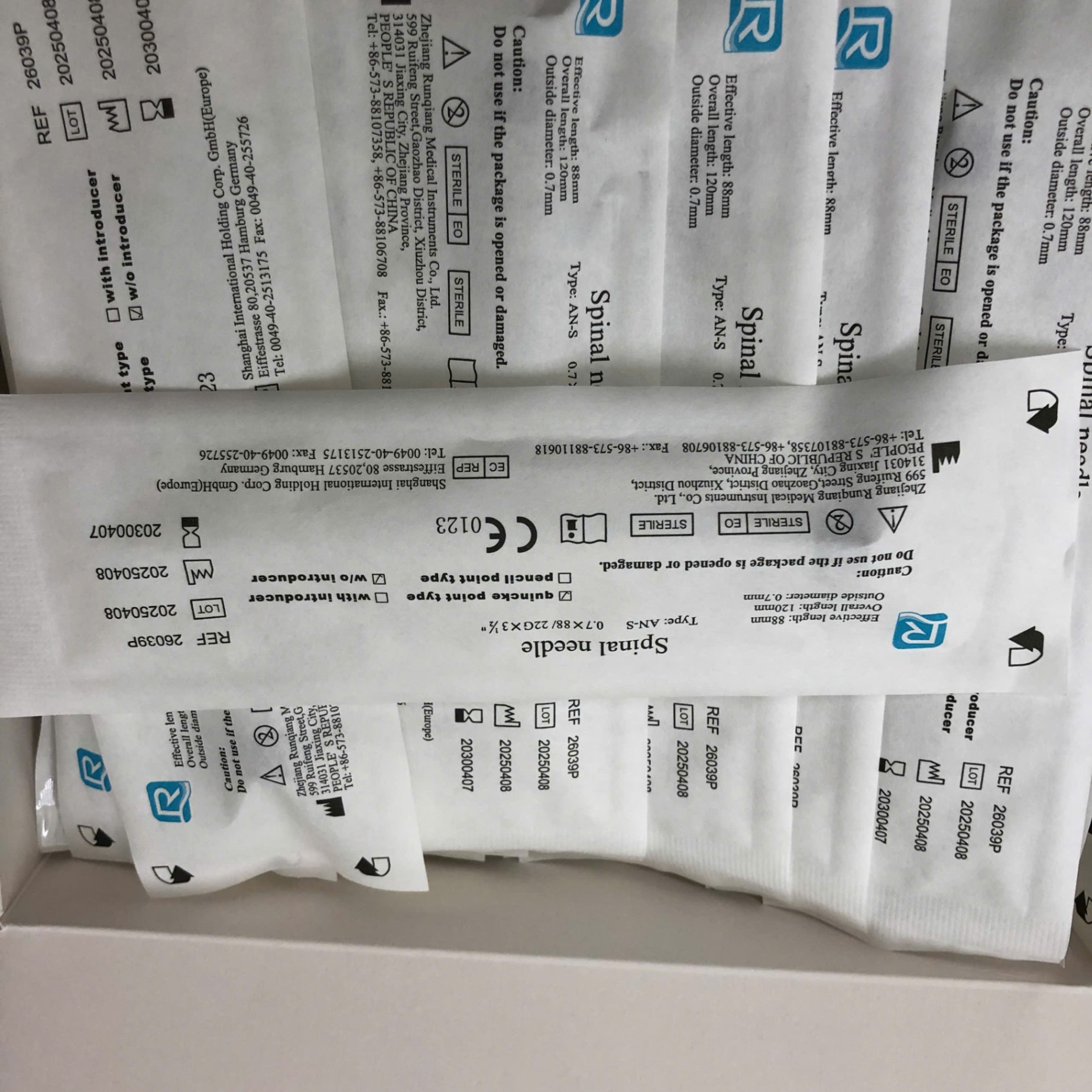 Kim chọc dò tuỷ sống dùng 1 lần, Zhejiang Runqiang Medical Instruments, Trung Quốc (Thùng=1000 cái)