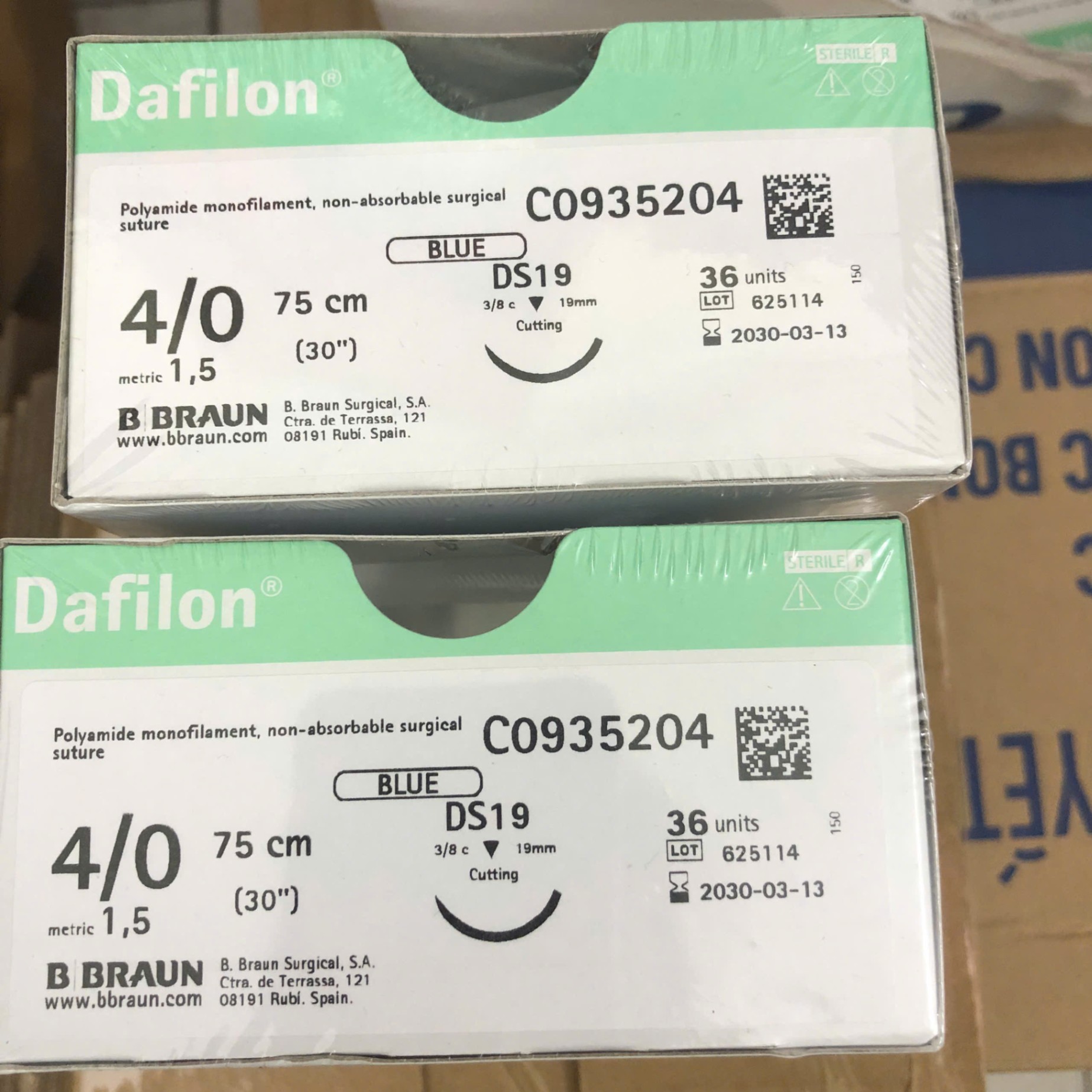 Chỉ phẫu thuật không tiêu Dafilon (1Hộp=36 sợi) - Số 4/0
