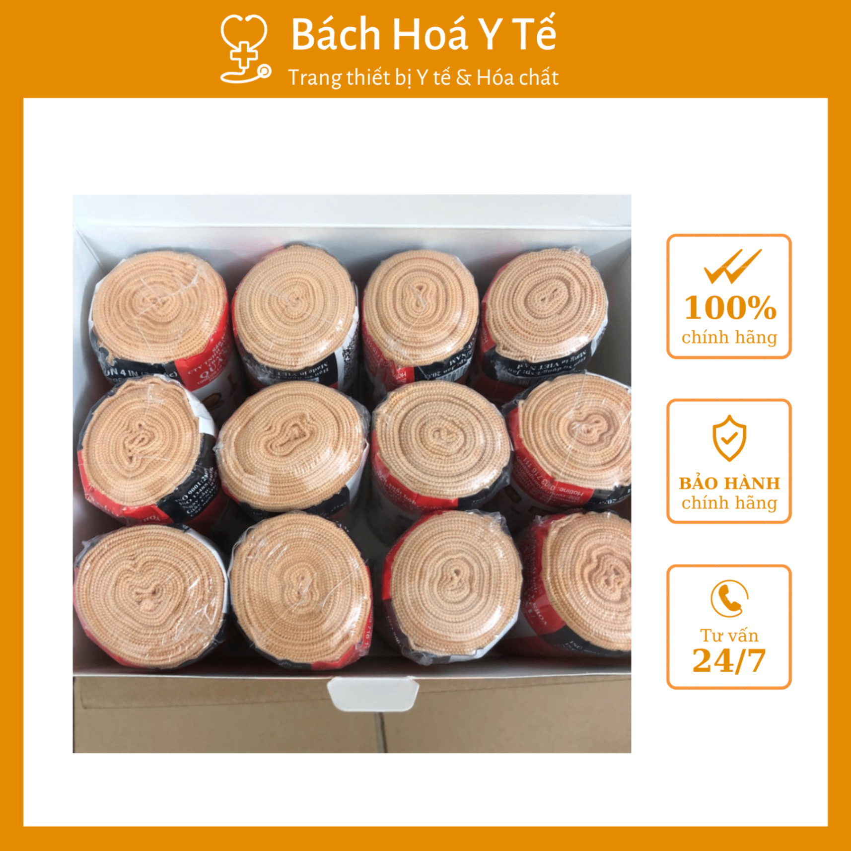 Băng thun y tế 3 móc Quang Mậu, Việt Nam (Hộp=12 cuộn)