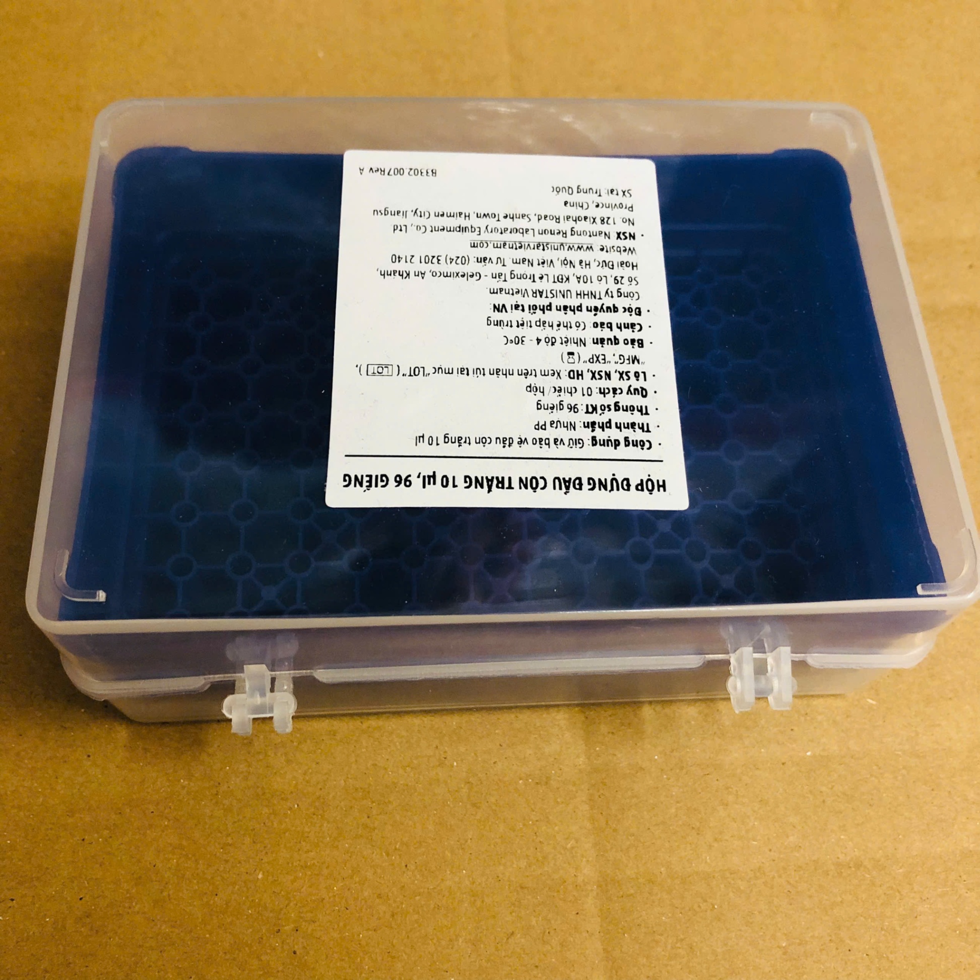 Hộp đựng đầu côn trắng 10 ul, 96 giếng, Jiangsu Huida