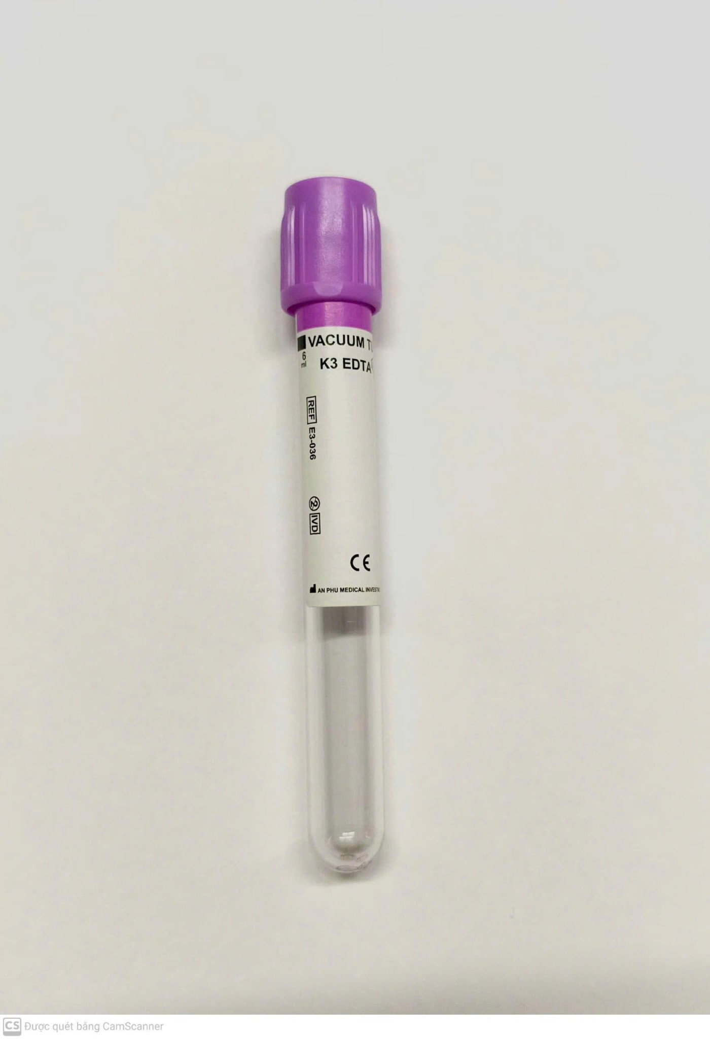 Ống nghiệm EDTA (K3) chân không 6ml An Phú (Khay=100 ống, Thùng=2400 ống)