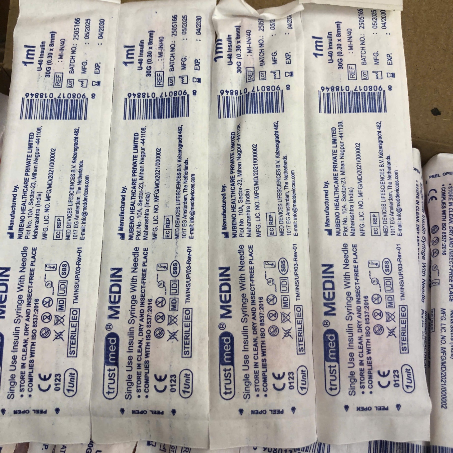 Bơm tiêm tiểu đường insulin 1ml 40ul 30G, Trustmed Trung Quốc (Hộp=100 cái, Thùng=2000 cái)