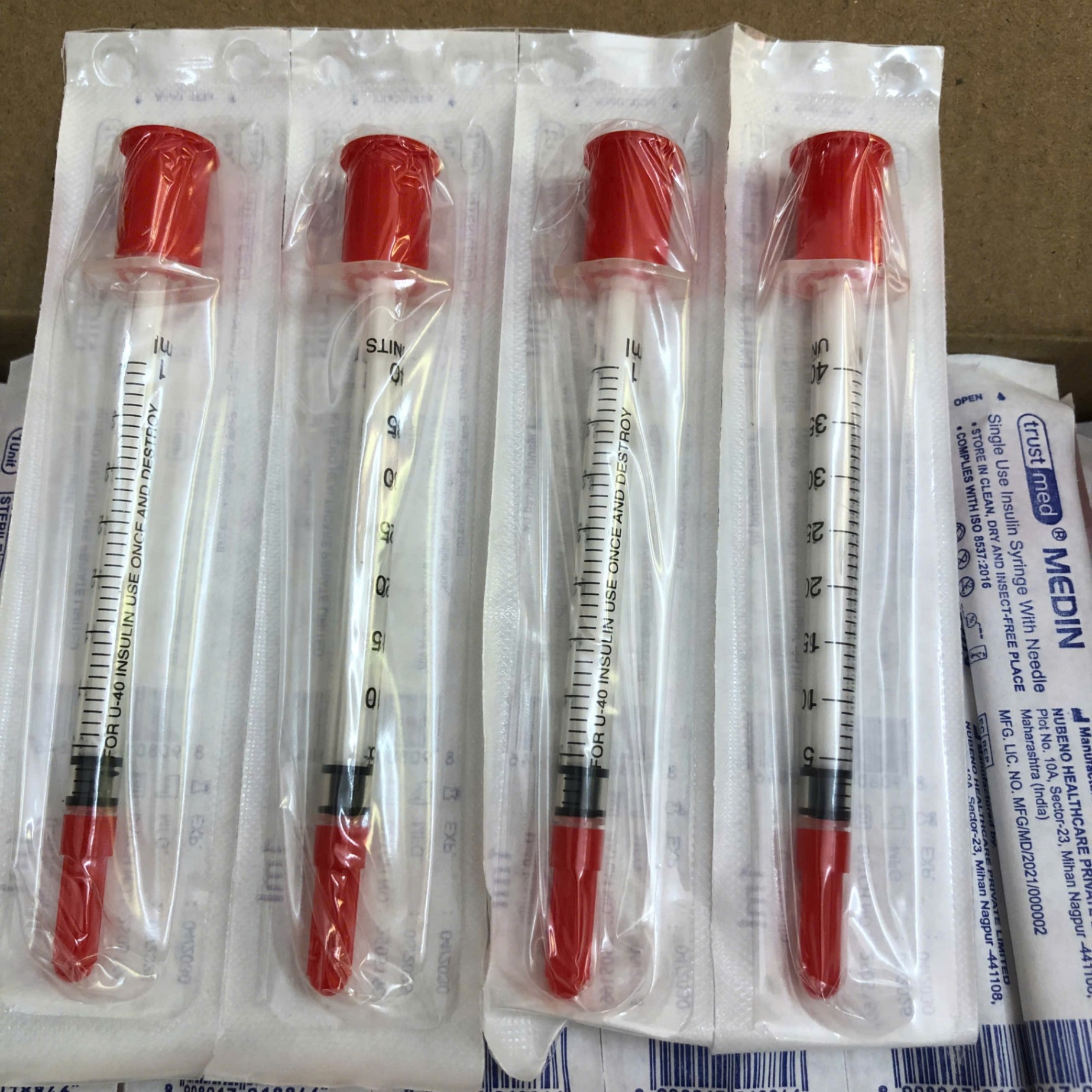 Bơm tiêm tiểu đường insulin 1ml 40ul 30G, Trustmed Trung Quốc (Hộp=100 cái, Thùng=2000 cái)