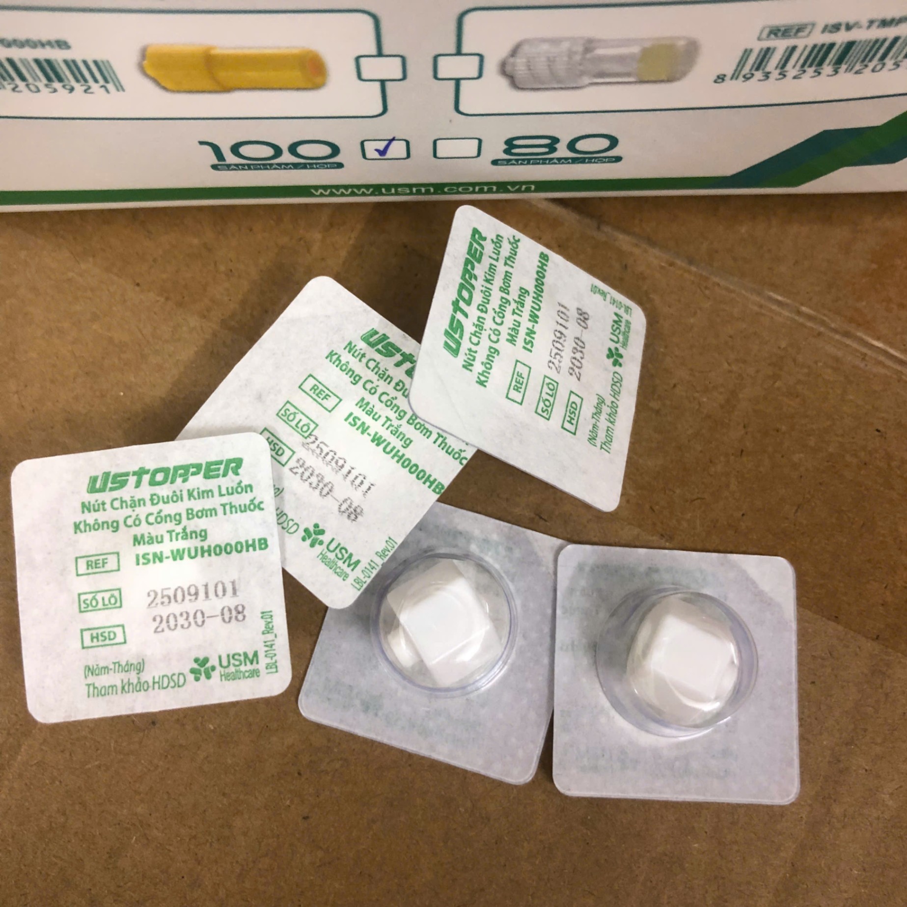 Nút chặn kim luồn không cổng tiêm thuốc, USM, Việt Nam (Hộp = 100 cái)