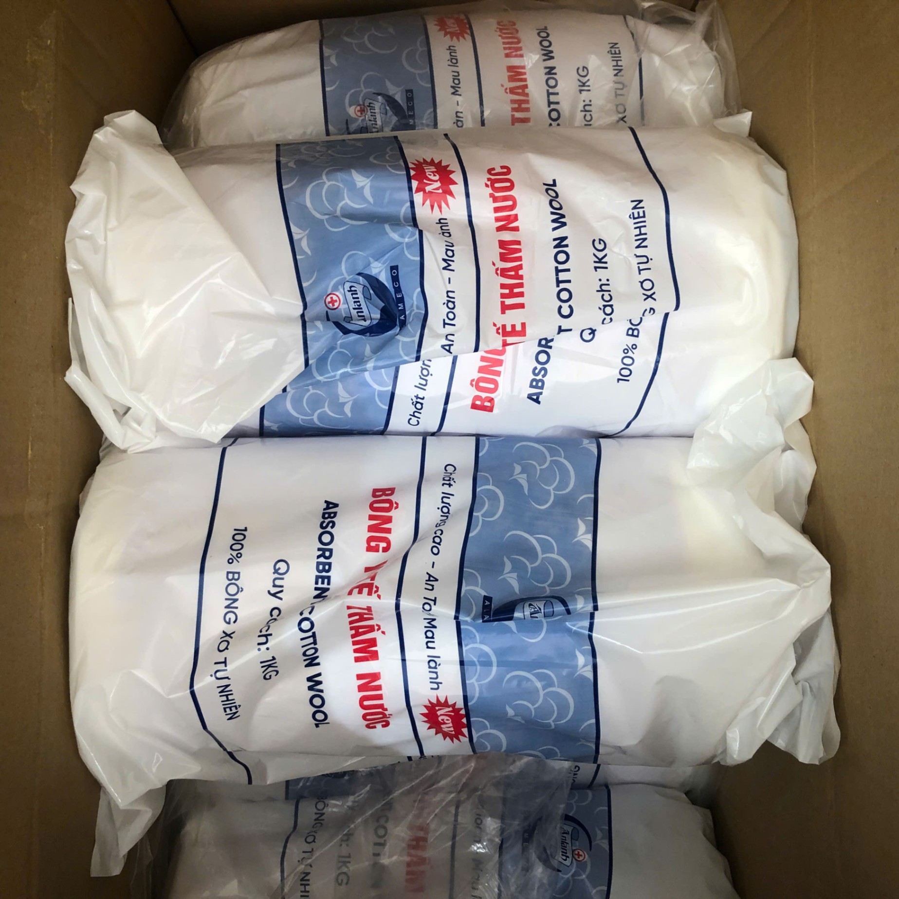 Bông hút 1kg An Lành (Gói=1 Kg, Thùng=16 Kg)