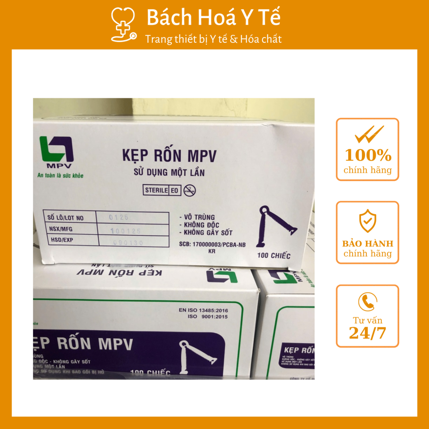 Kẹp rốn MPV (Hộp=100 cái, Thùng=3000 cái)