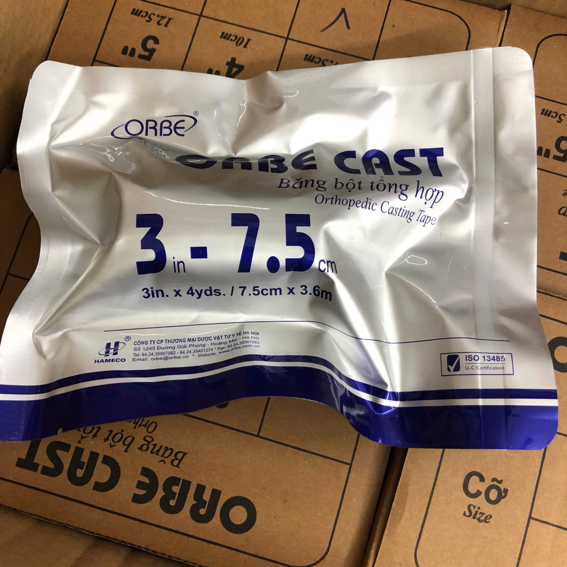 Bột thủy tinh tổng hợp ORBECAST 7,5cm x 3,6m (Thùng=10 cuộn)