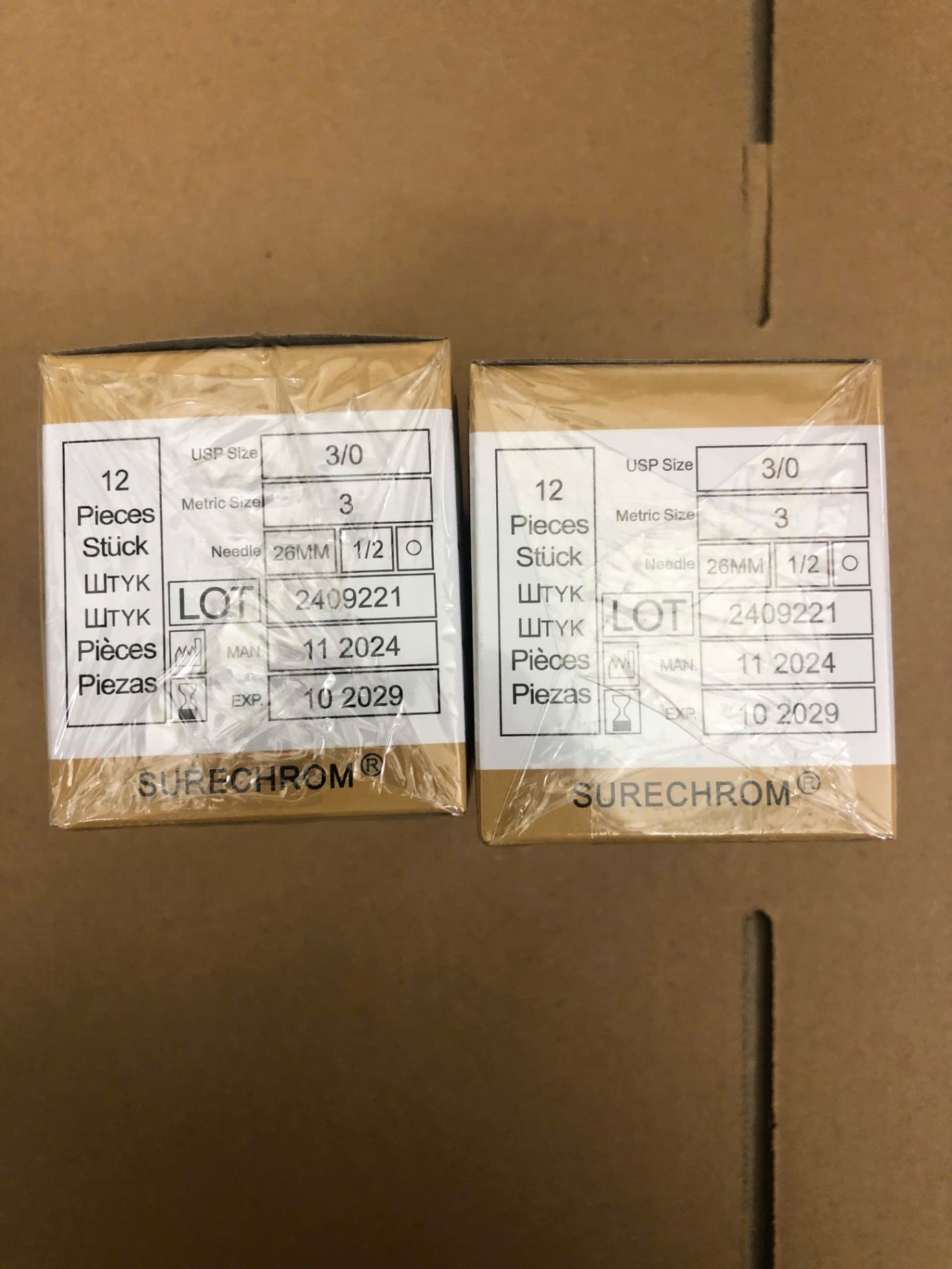 Chỉ khâu phẫu thuật tự tiêu liền kim vô trùng Catgut Chromic (Hộp=12 sợi)