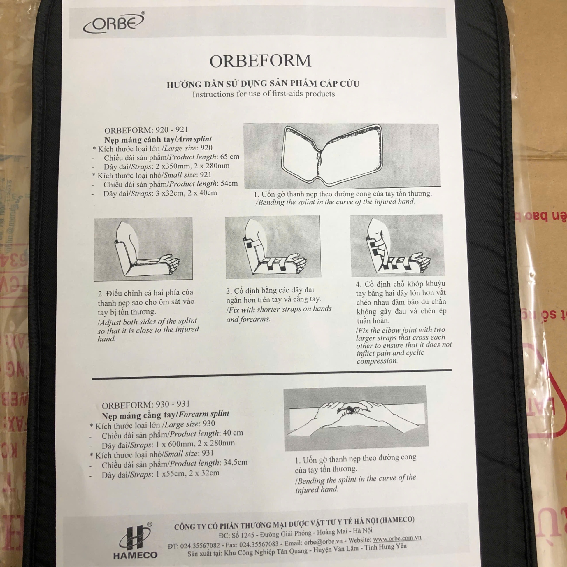Nẹp máng cẳng tay ORBEFORM 930
