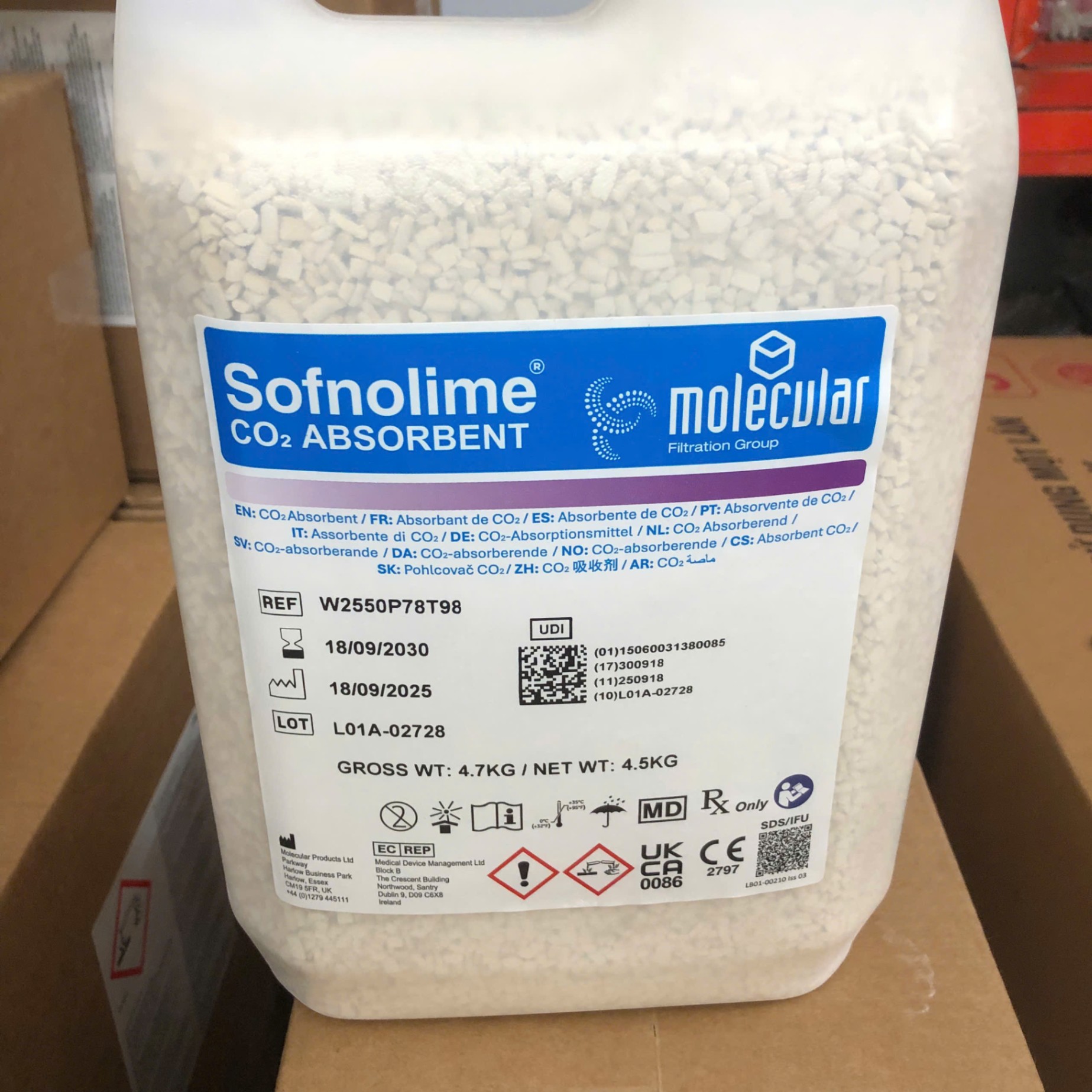 Vôi Soda Sofnoline, UK (Can=4,5 kg)