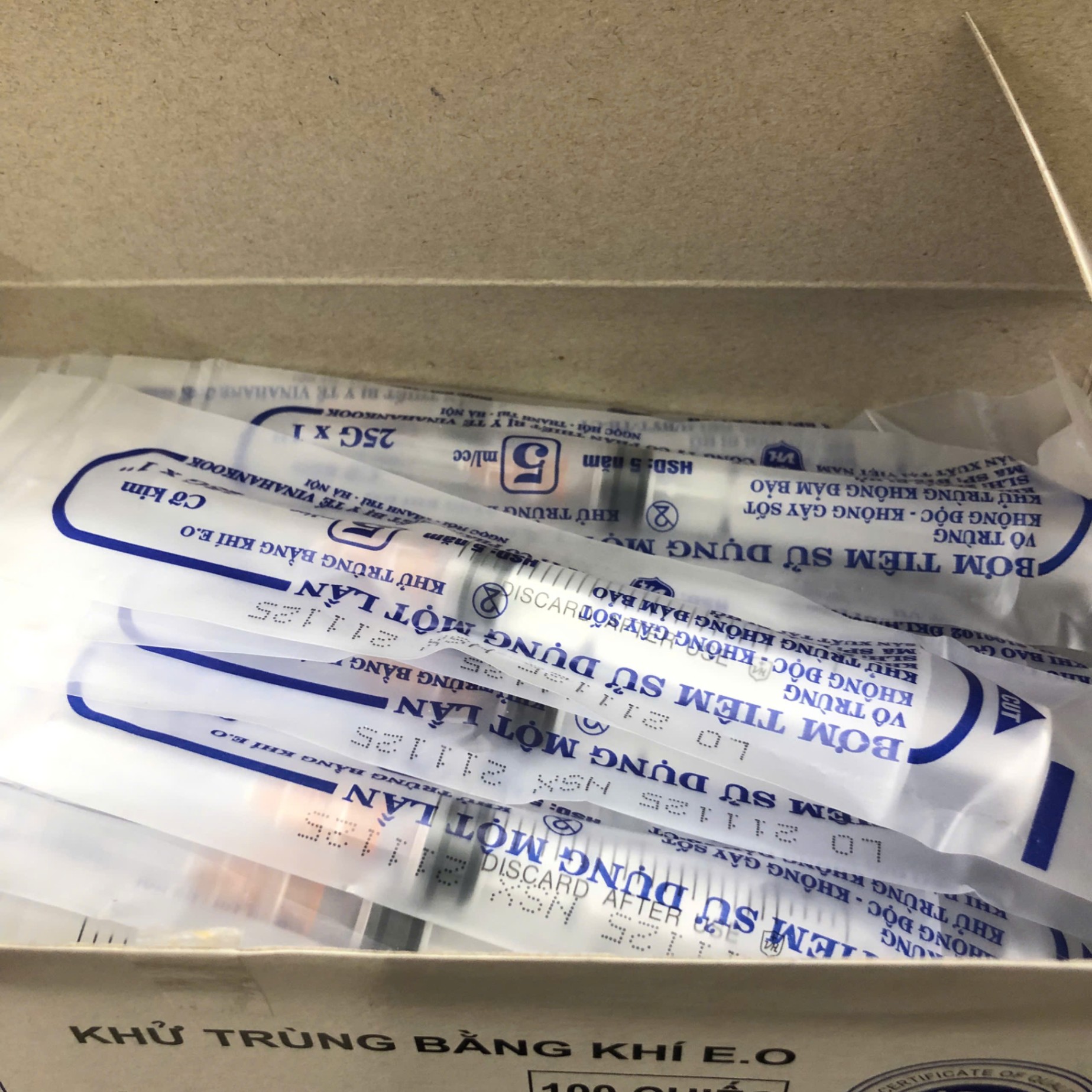 Bơm tiêm dùng 1 lần 3ml, Vinahancook (Hộp=100 cái, Thùng=3000 cái)