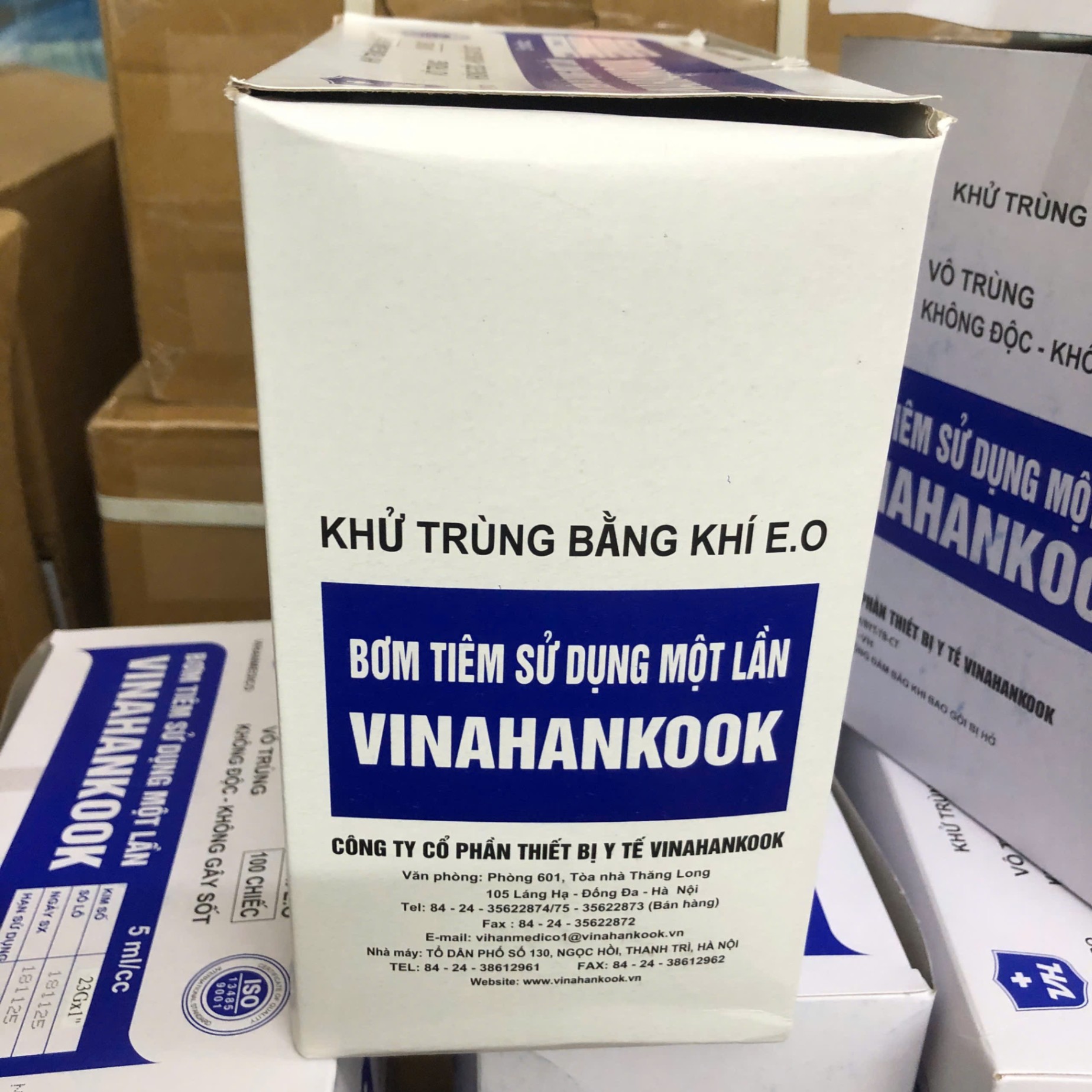 Bơm tiêm dùng 1 lần 3ml, Vinahancook (Hộp=100 cái, Thùng=3000 cái)
