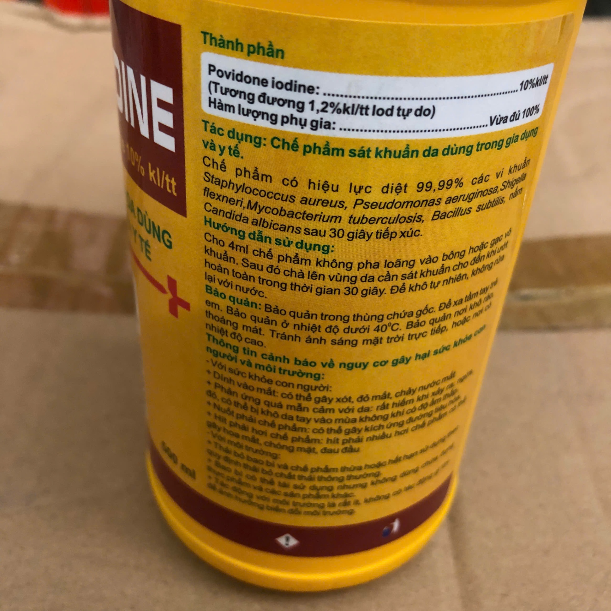 Dung dịch sát trùng Povidone Iodine 10% ASI-IODINE, Việt nam (Chai=500ml, Thùng=28 chai)