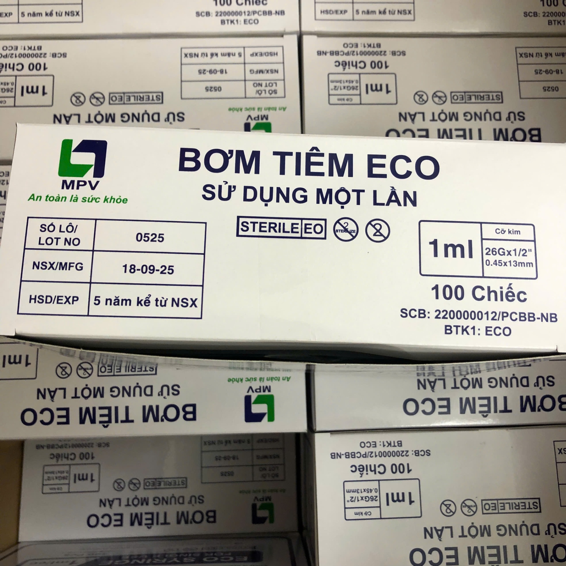Bơm tiêm ECO sử dụng một lần 1ml (Hộp=100 cái, Thùng=4200 cái)