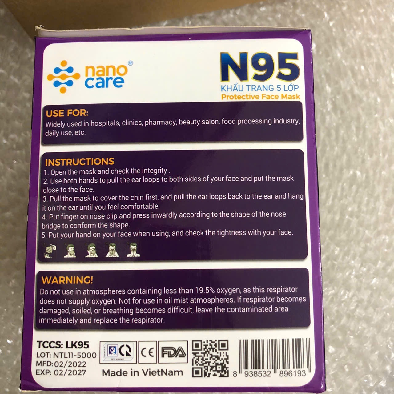 Khẩu trang Nanocare N95 có van (1Hộp=20 chiếc)