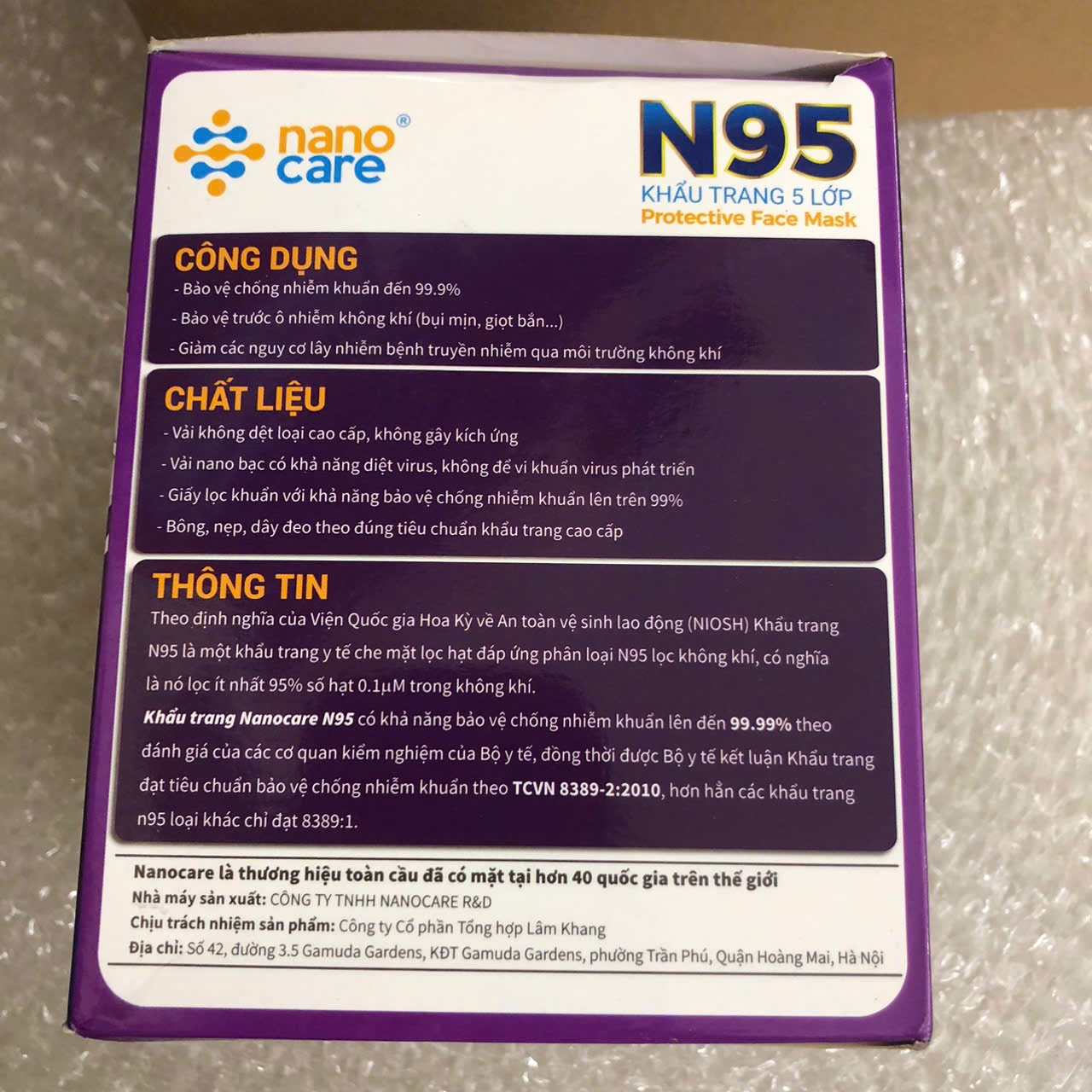 Khẩu trang Nanocare N95 có van (1Hộp=20 chiếc)