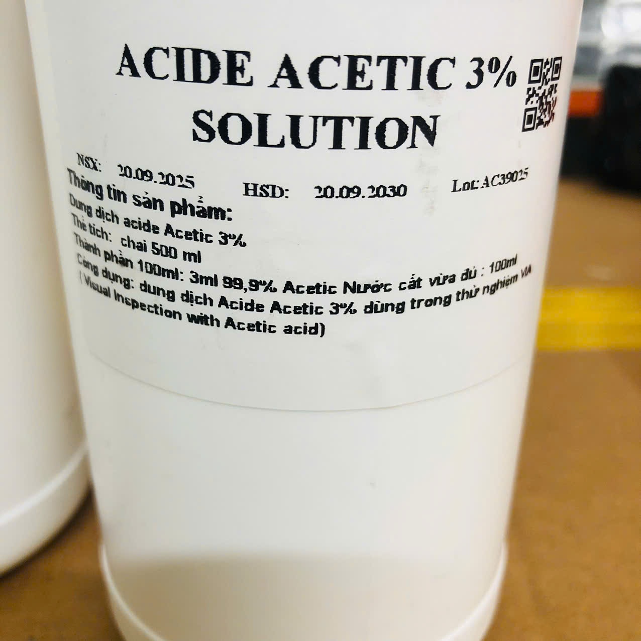 Dung dịch Axit Acetic 3%, Khải Vân VN (Chai=500ml)