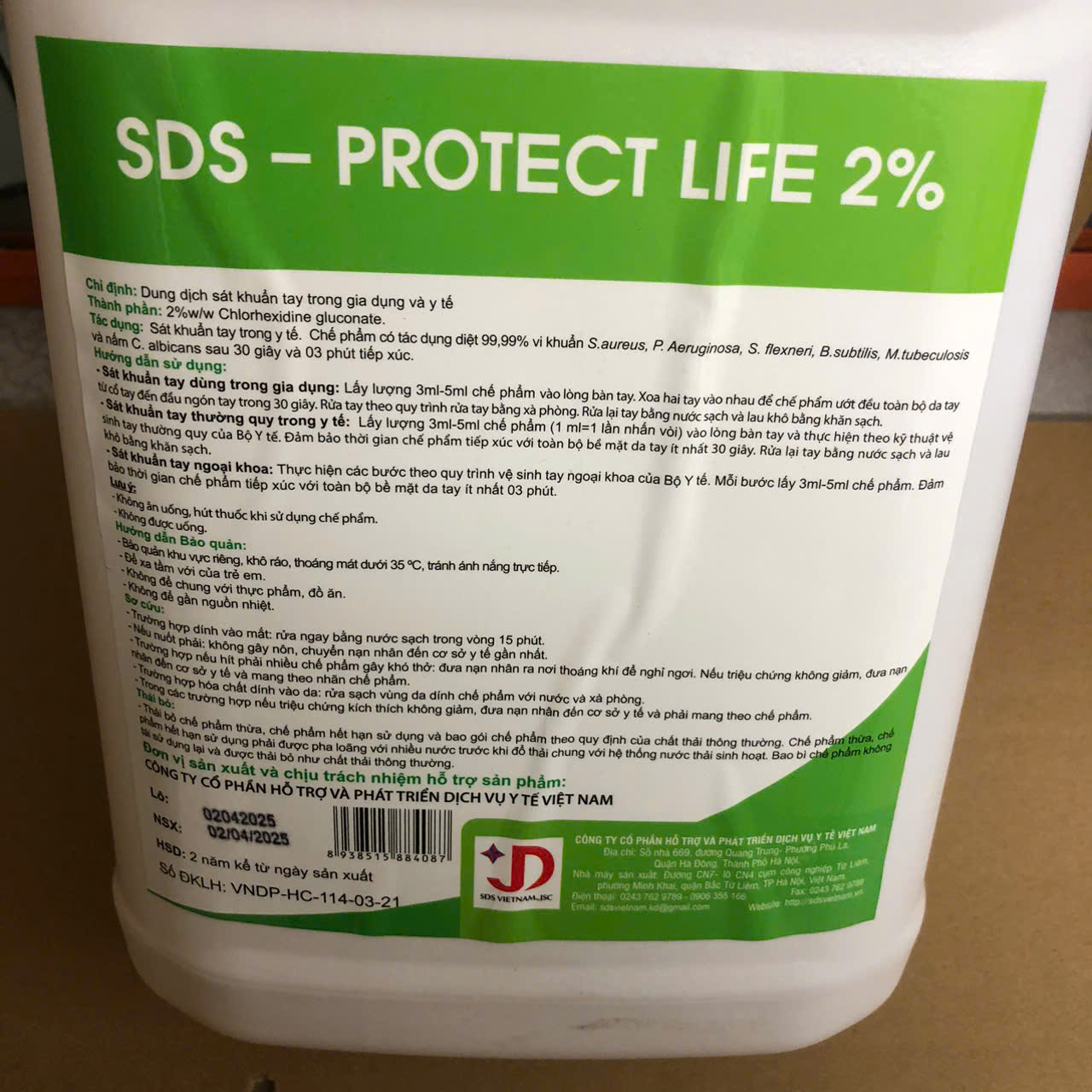 Nước rửa tay thường quy - SDS Protect life 2% (Can 5 lít)