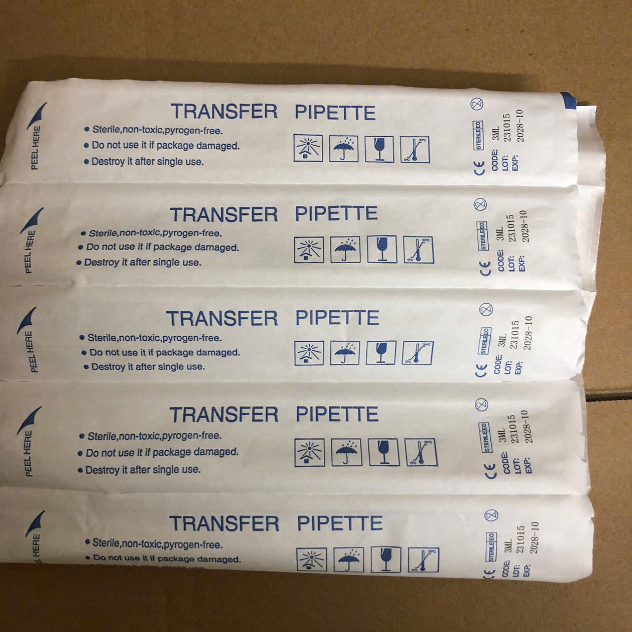 Ống nhỏ giọt vô trùng 3ml, Henso Medical, Trung Quốc (Túi=100 chiếc, Thùng=4000 chiếc)