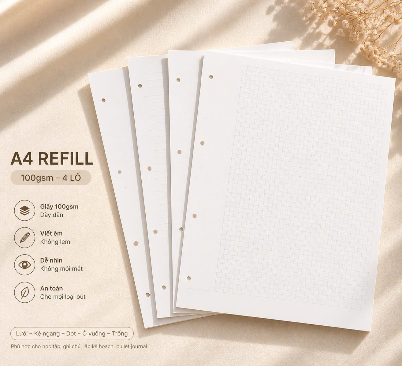 GIẤY REFILL A4 4 LỖ