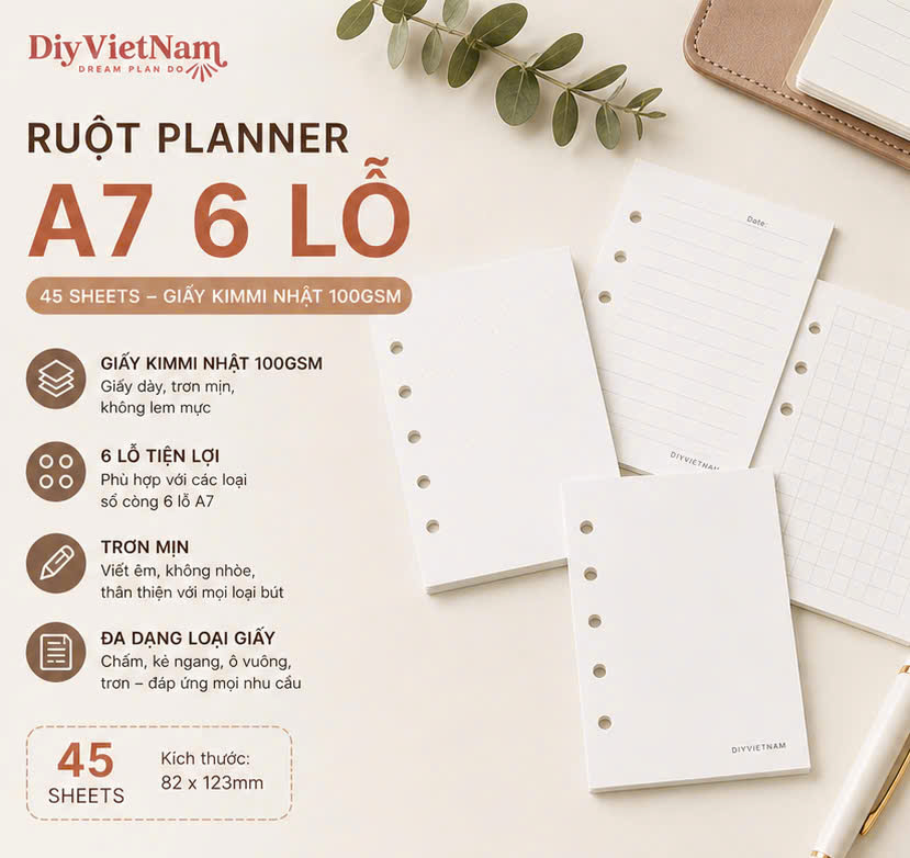 GIẤY REFILL A7 6 LỖ