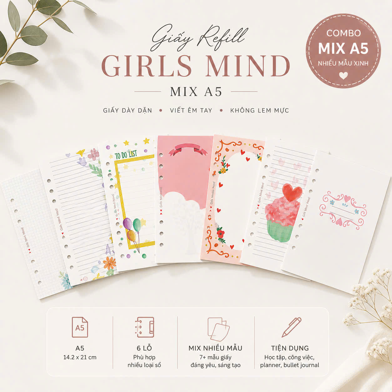 GIẤY REFILL GIRL'S MIND MIX A5/A6