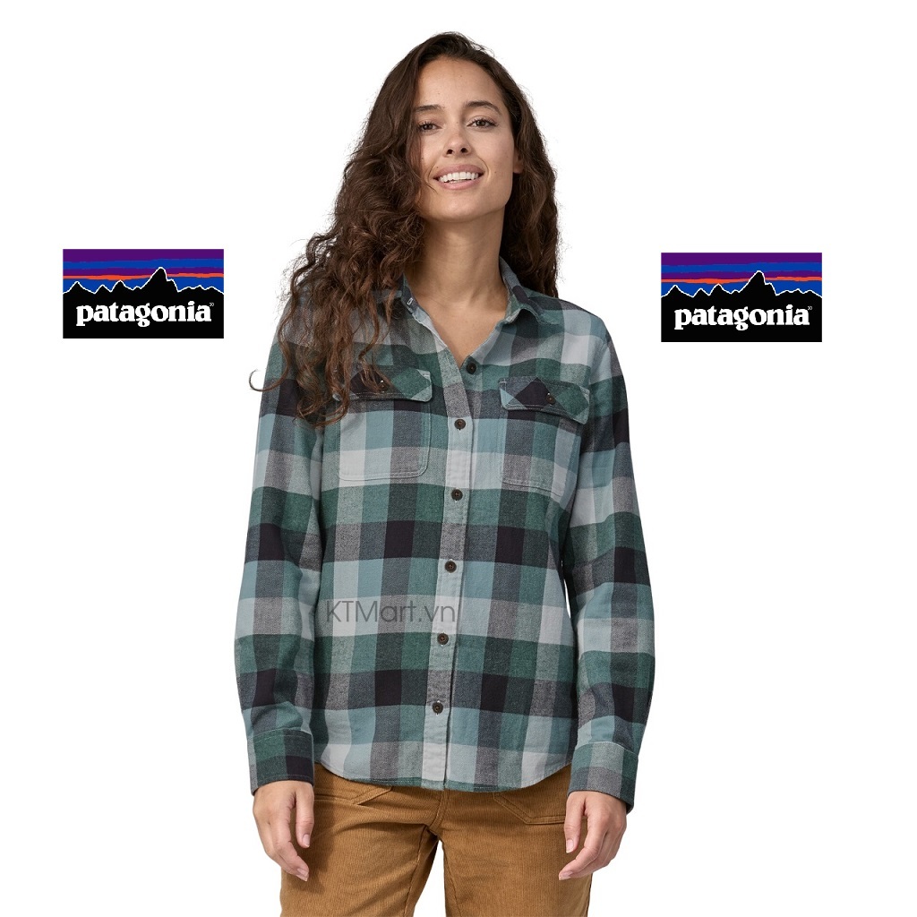 Áo Patagonia Women’s Long-Sleeved Organic Cotton Midweight Fjord Flannel Shirt 42405 Nouveau Green size M