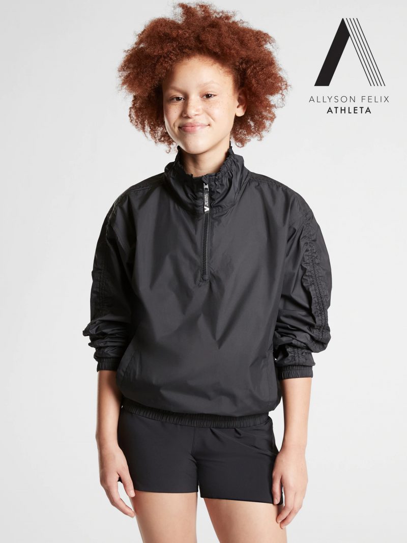 Áo khoác gió thể thao bé gái Athleta Girl 598454 Break Records Half Zip size S, M