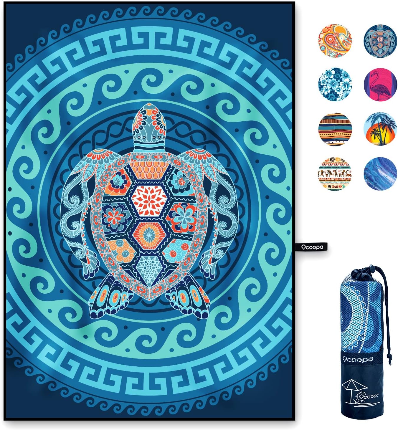 Khăn đi biển OCOOPA Blue Turtle Microfibre Beach Towel 210x145cm