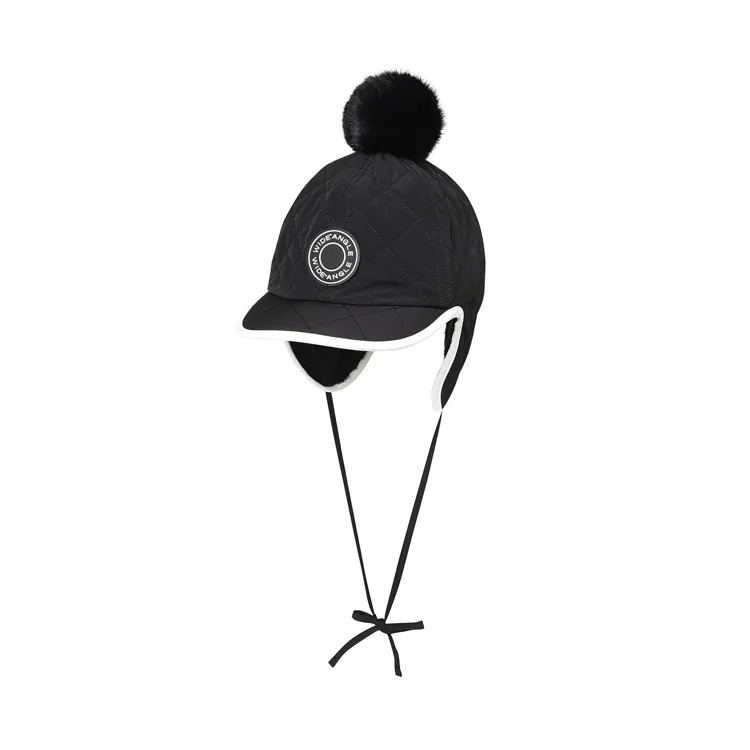 Mũ chơi Golf W.ANGLE Women Fur Ball Warm Quilted Ball Cap