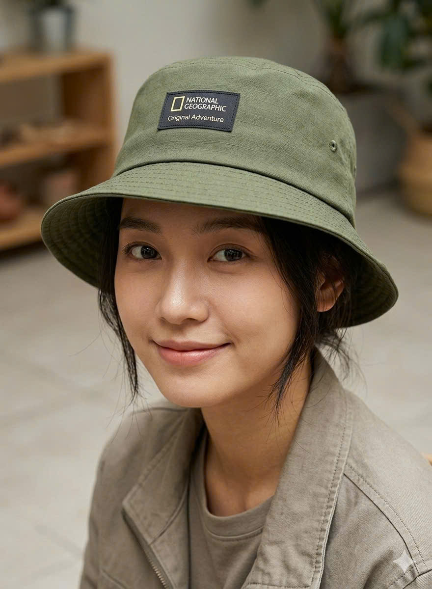 Mũ rộng vành chống nắng National Geographic Bucket hat size 54-55cm